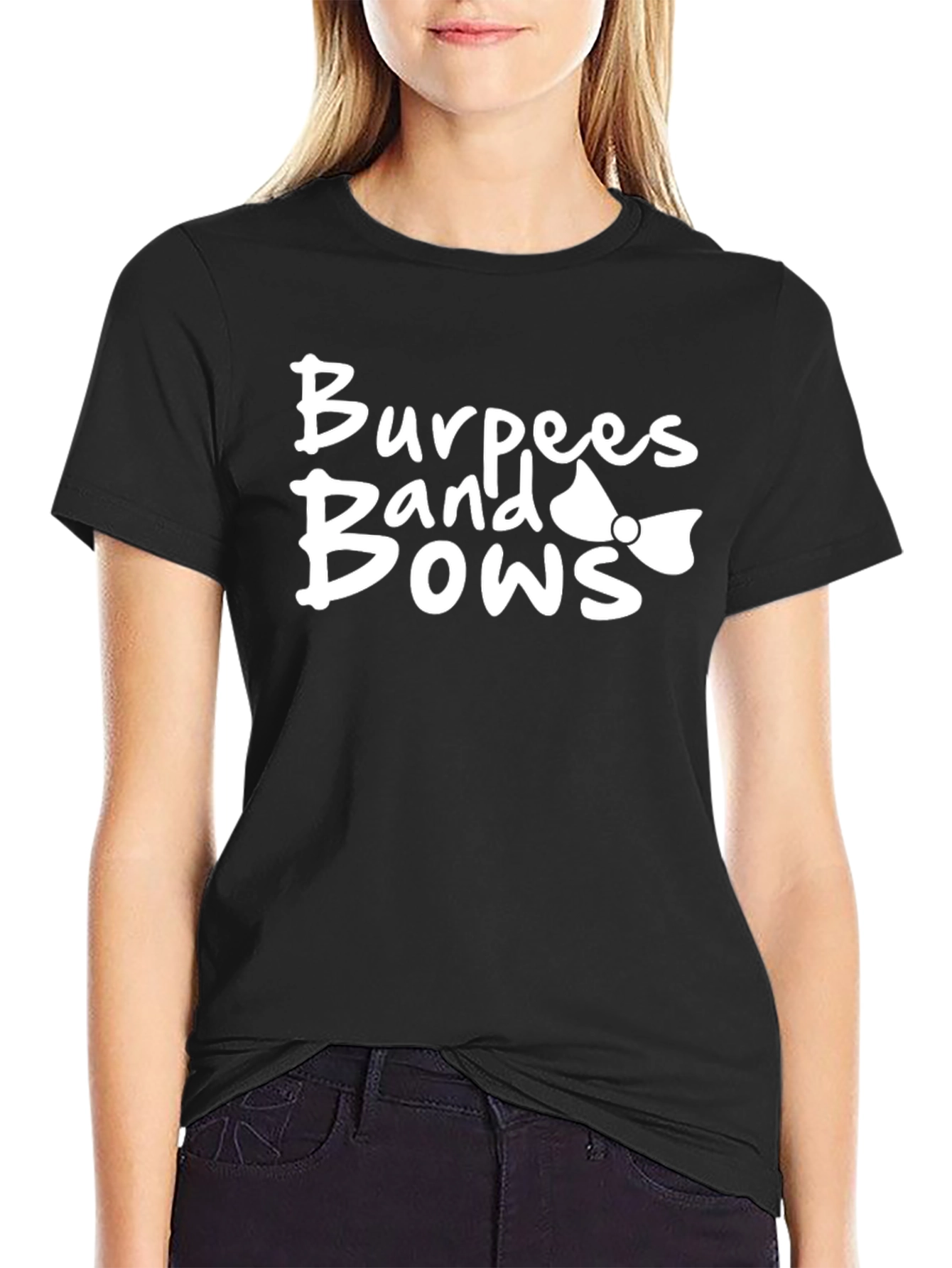 Black Burpees, Bands & Bows Black Graphic T-Shirt view 2