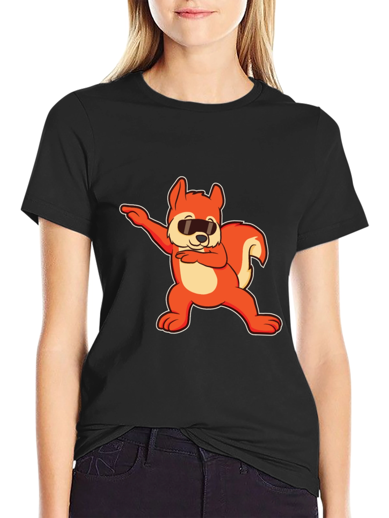 Black Dabbing Squirrel Graphic Tee - Cool & Fun view 2