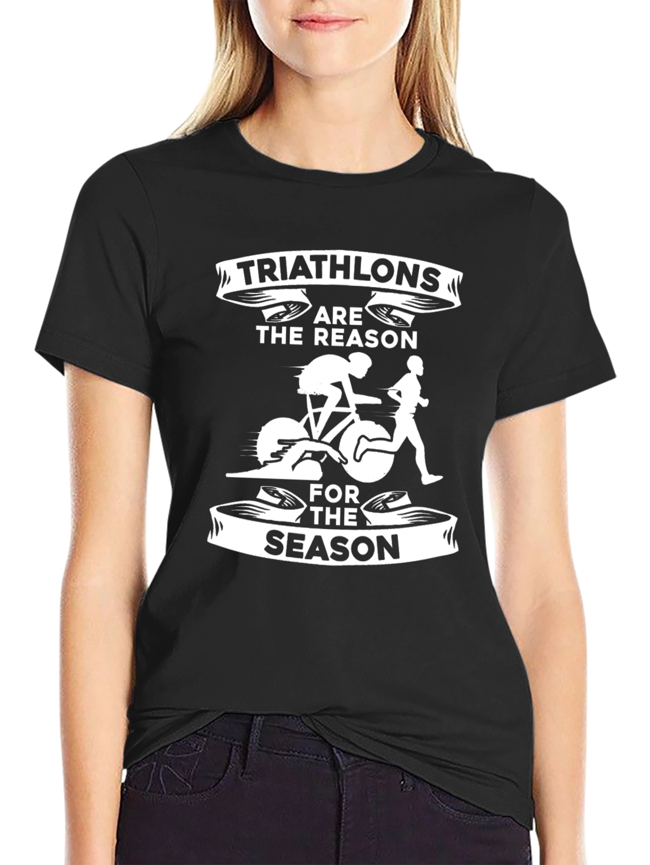Black Triathlon Season Tee - Black Cotton T-Shirt view 2