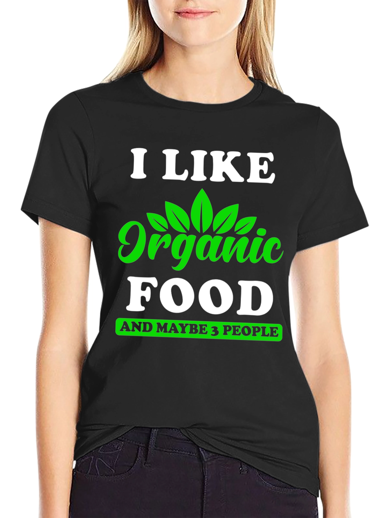 Black Organic Food Lover T-Shirt - Funny Vegan Tee view 2