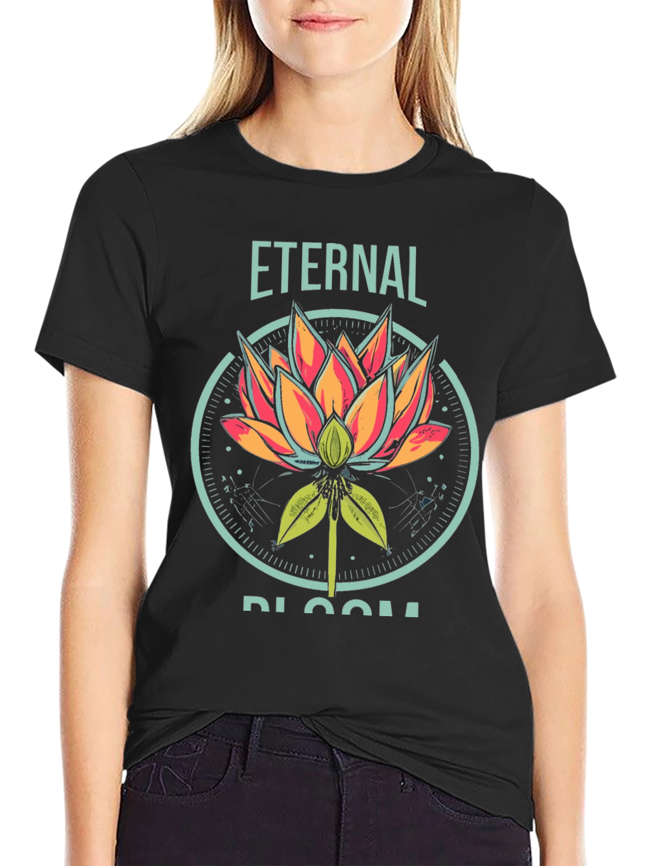 Black Eternal Bloom Graphic T-Shirt - Black view 2