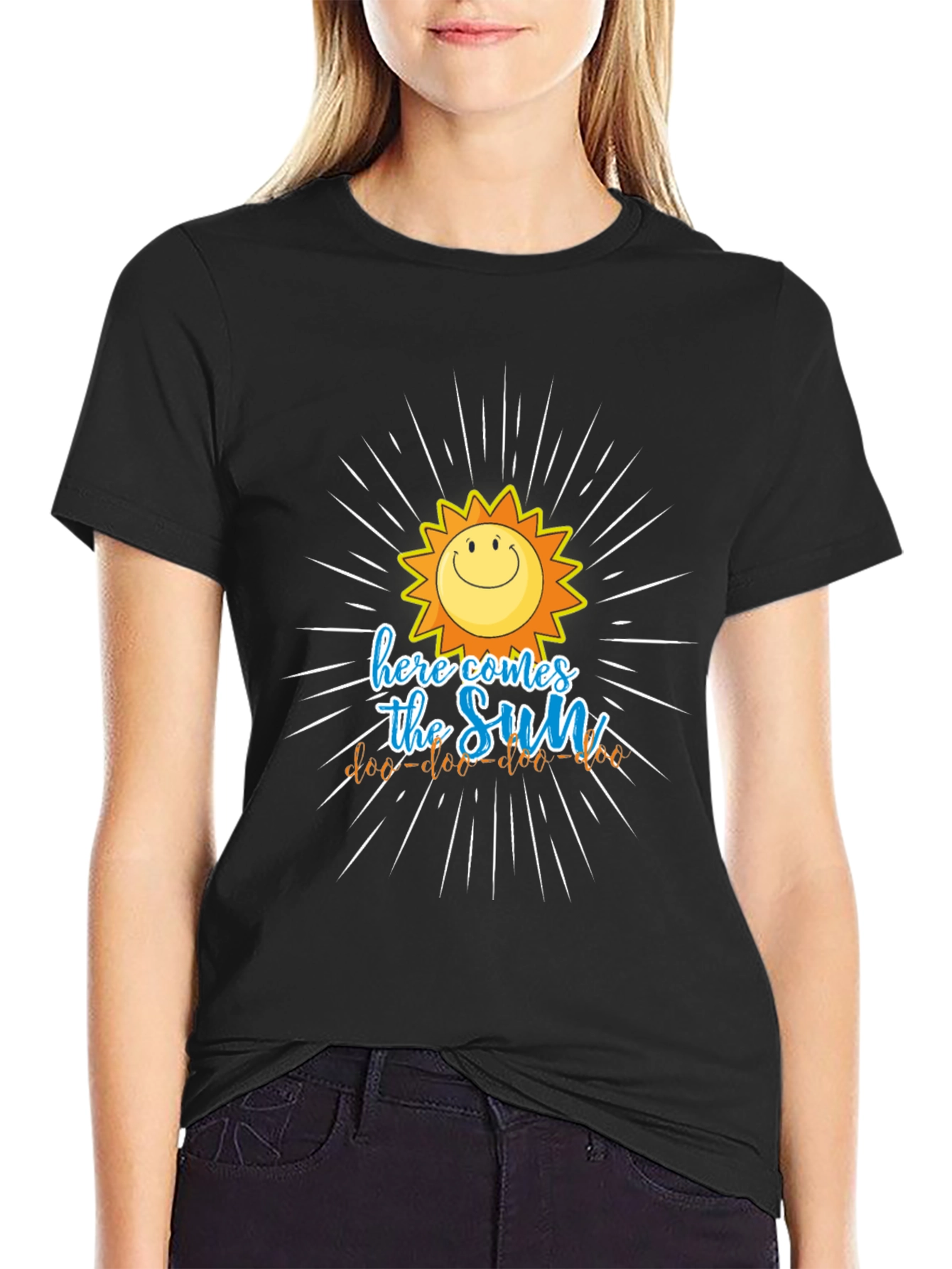 Black Here Comes the Sun Graphic Tee - Black Cotton view 2