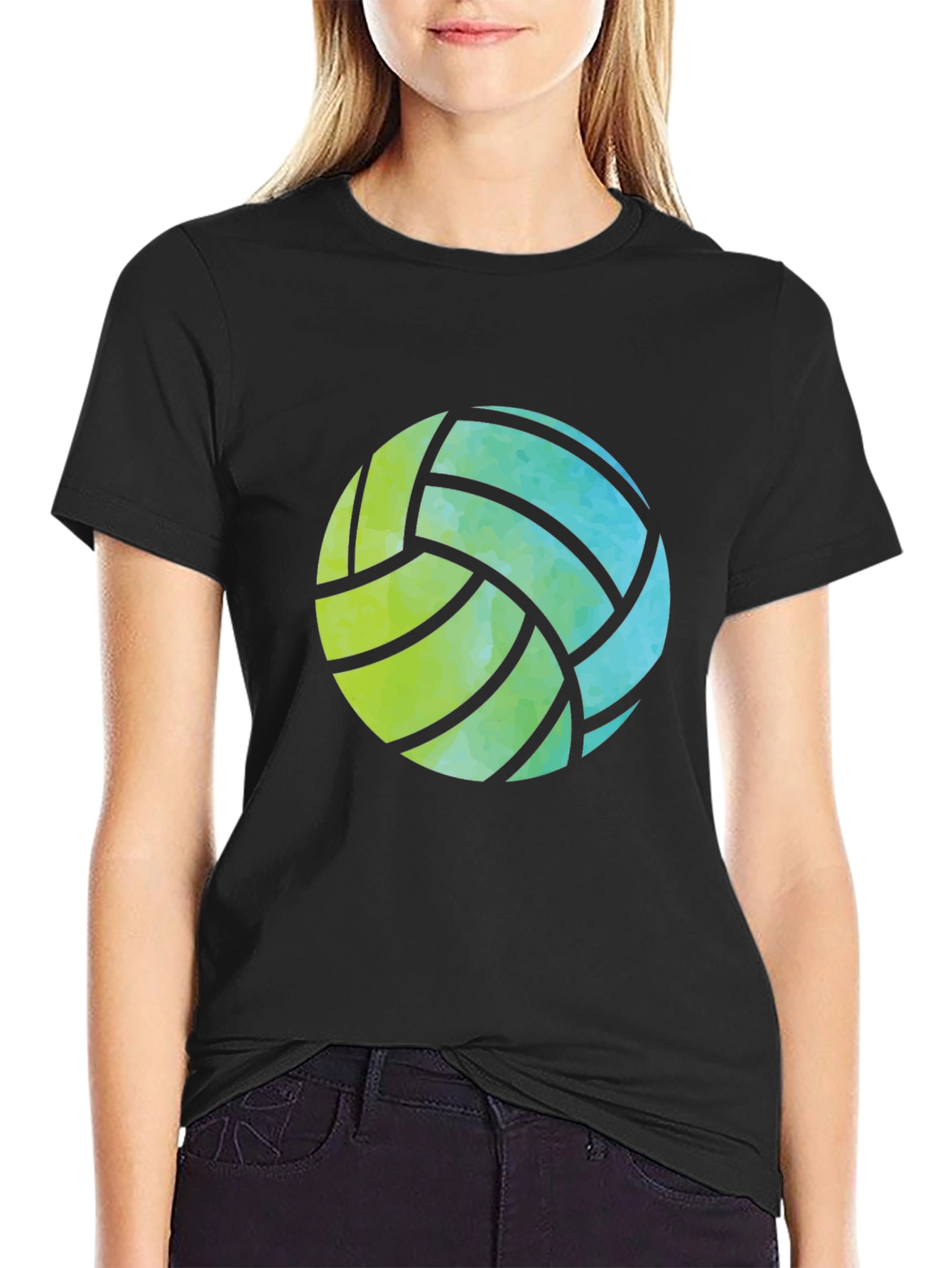Black Volleyball Graphic Tee - Black Casual Shirt view 2