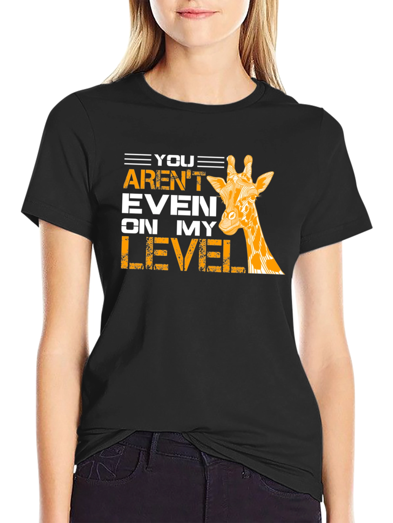 Black Giraffe Level T-Shirt - Funny Animal Tee view 2