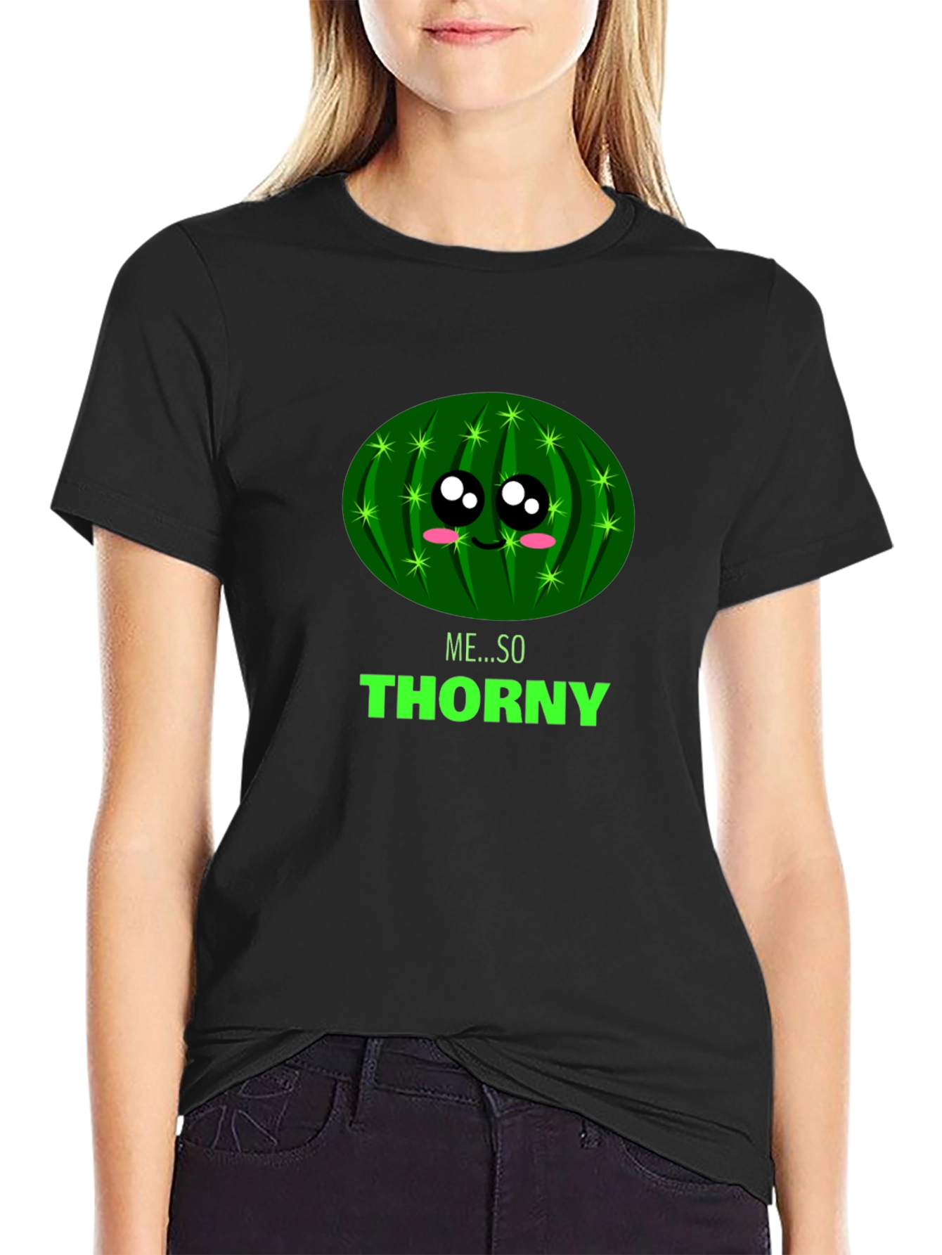 Black Me... So Thorny Black T-Shirt - Funny Cactus Graphic Tee view 2