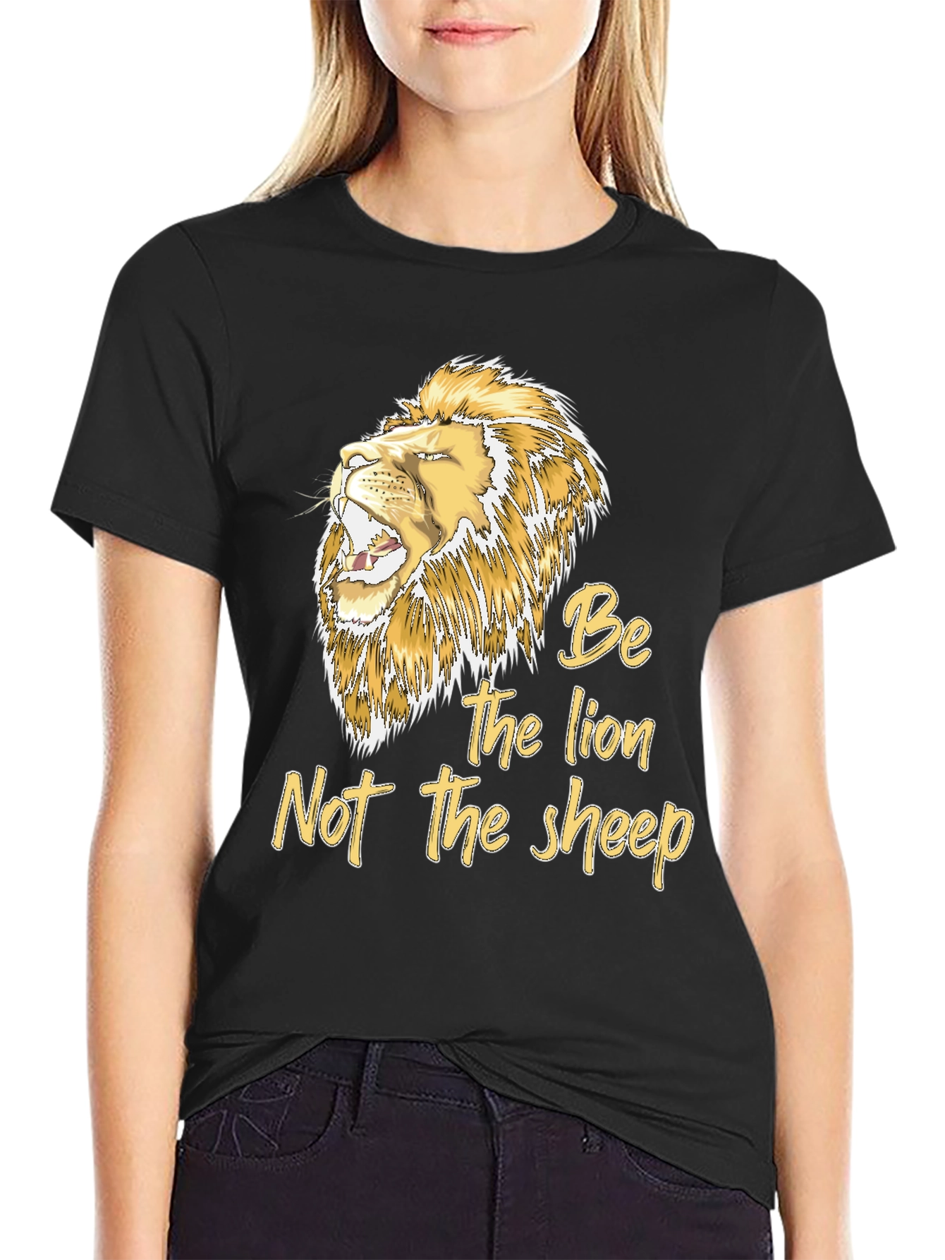 Black Be The Lion T-Shirt - Motivational Graphic Tee view 2