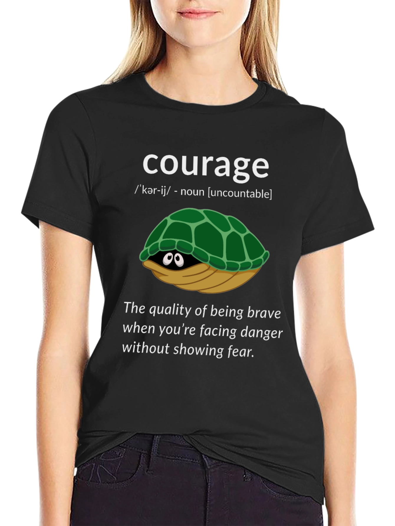 Black Courage Turtle Graphic T-Shirt - Definition Tee view 2