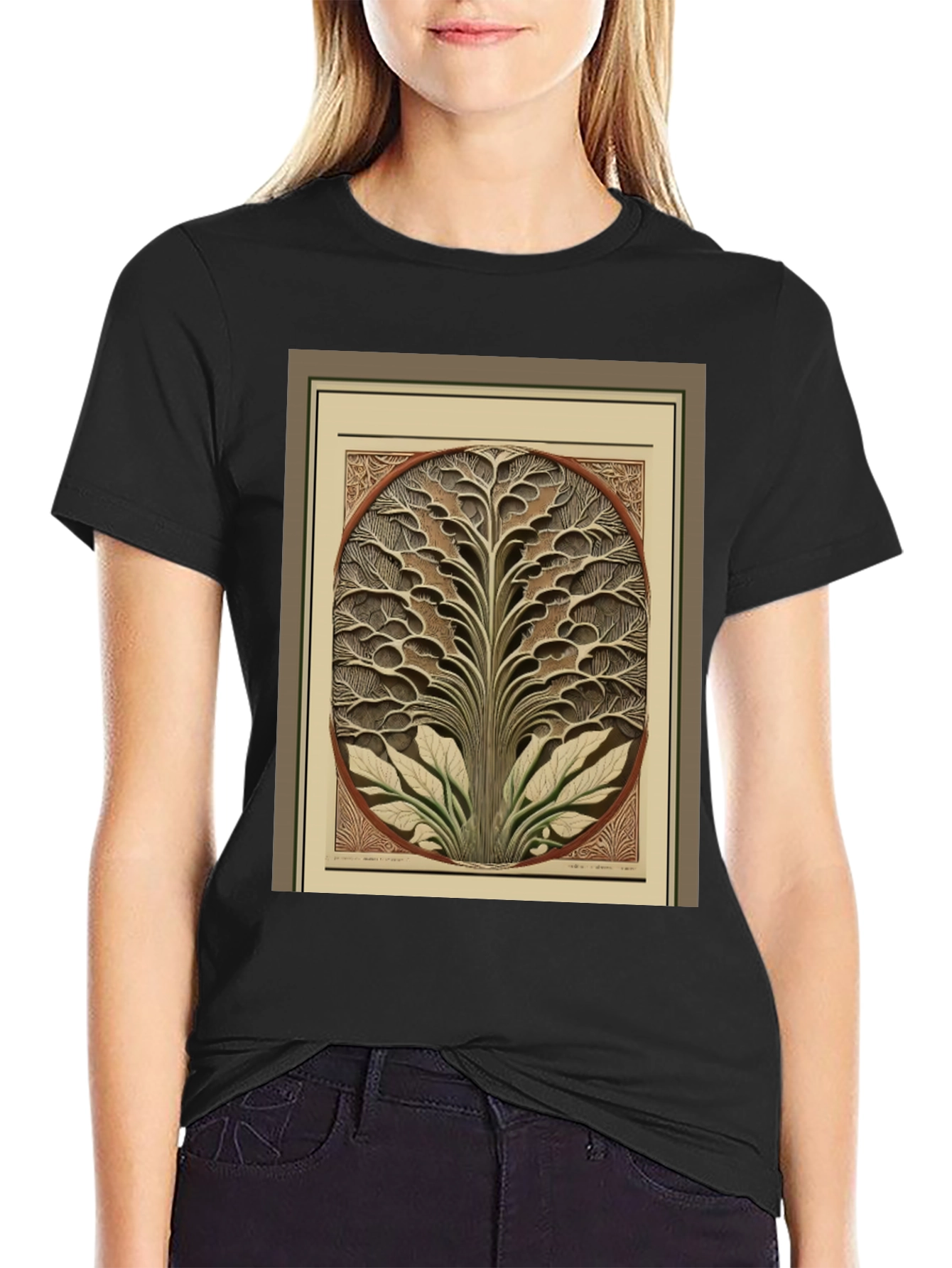 Black Arboreal Art Tee: Unique Tree Graphic T-Shirt view 2