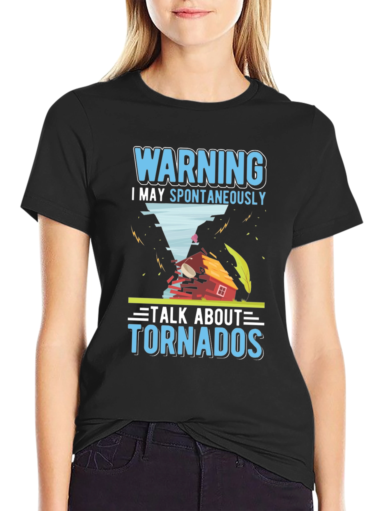 Black Warning Tornadoes Graphic T-Shirt view 2