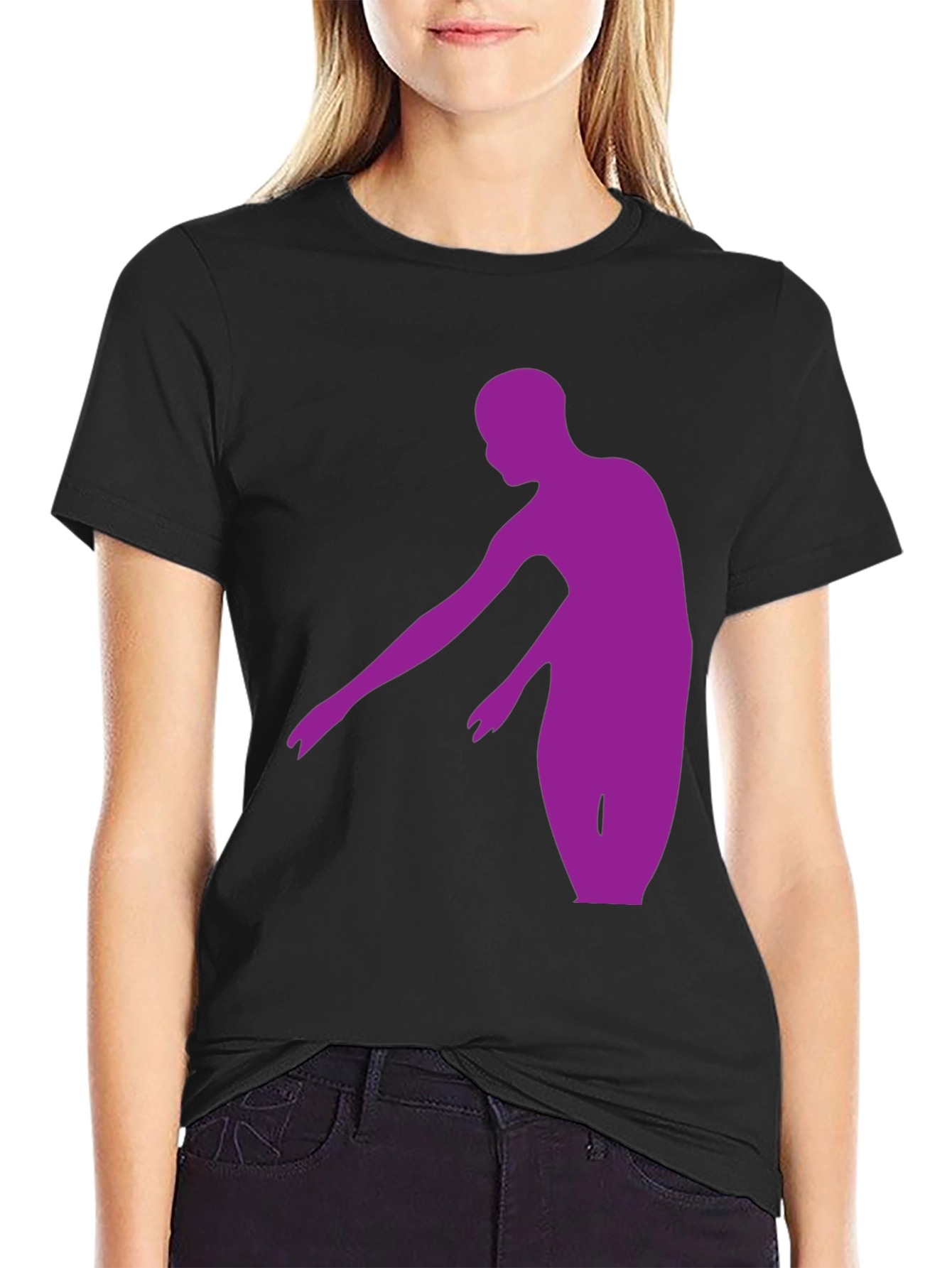 Black Purple Dancer Graphic Tee - Stylish Men's Black T-Shirt view 2