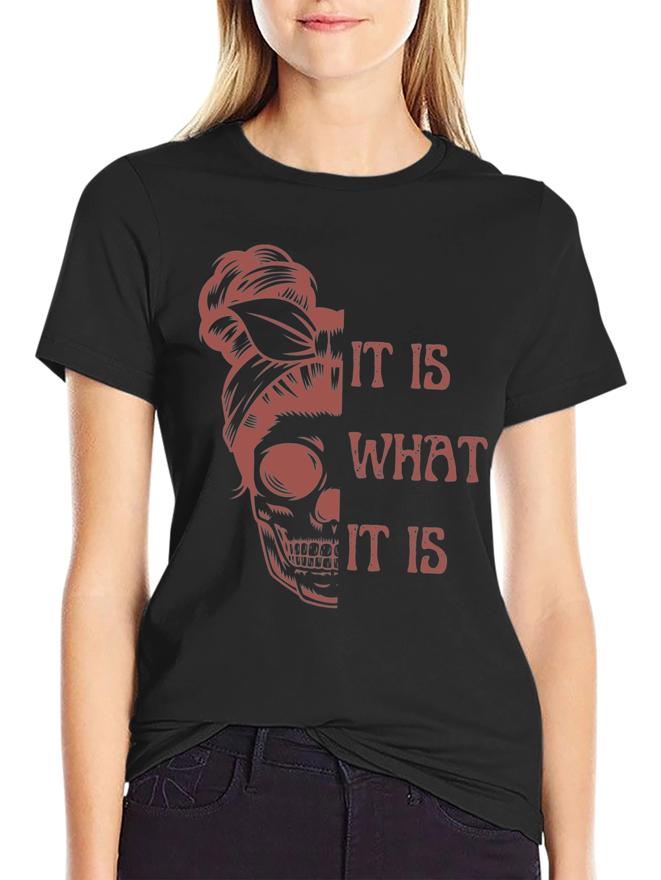 Black Skull Graphic Tee - It Is What It Is - Unisex view 2
