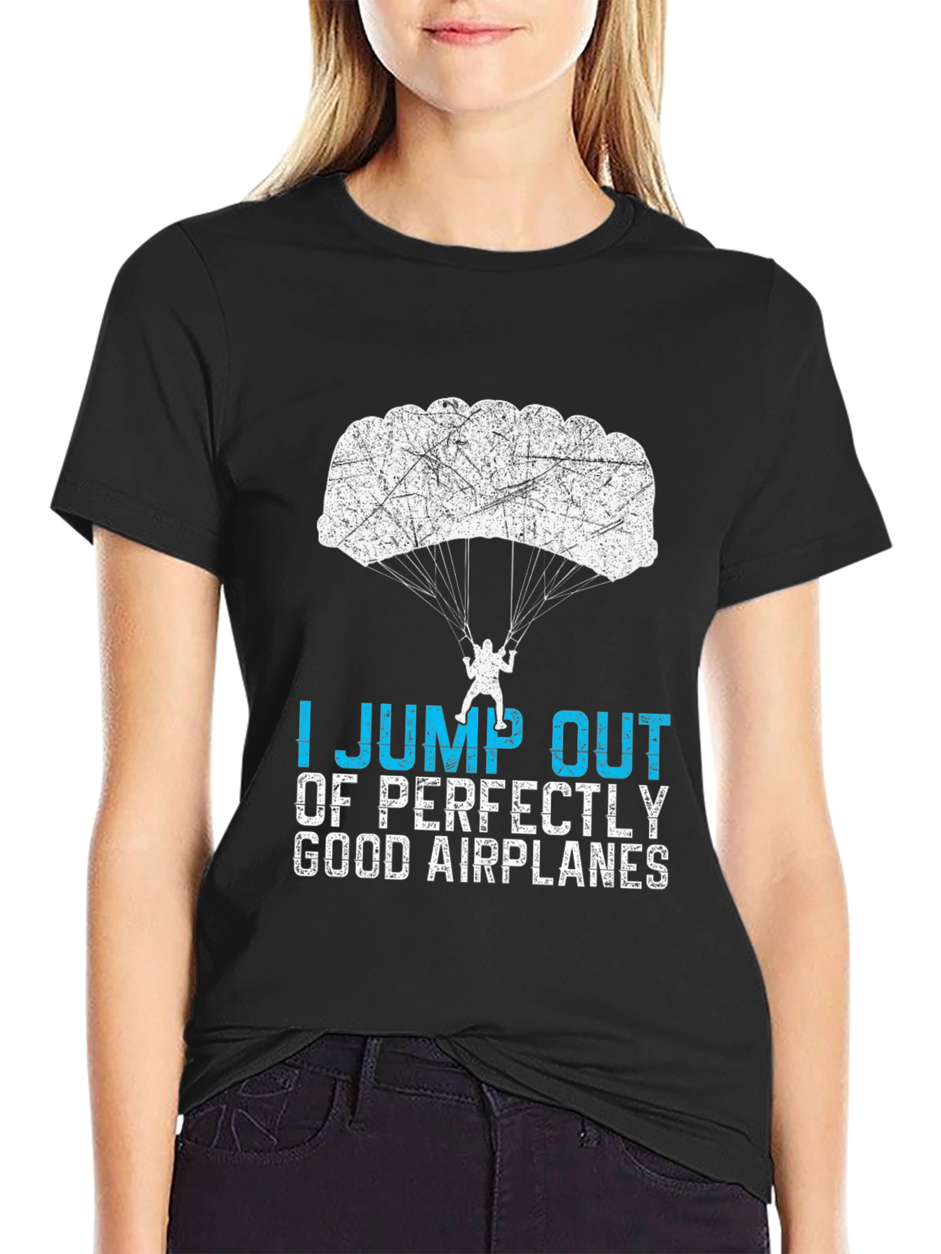 Black Skydiving T-Shirt - I Jump Out of Airplanes view 2