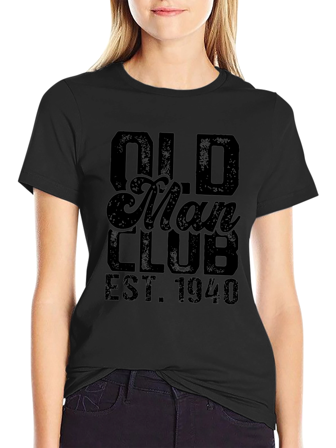 Black Old Man Club EST. 1940 Black T-Shirt view 2