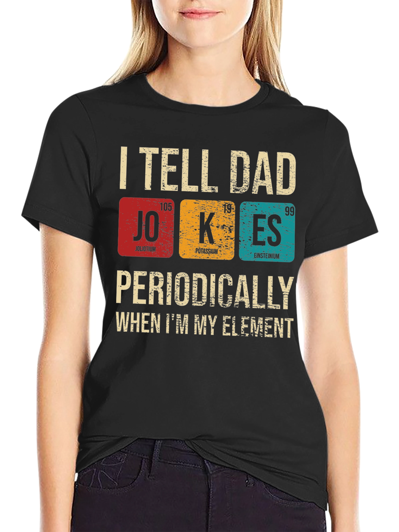 Black Periodic Table Dad Jokes T-Shirt view 2