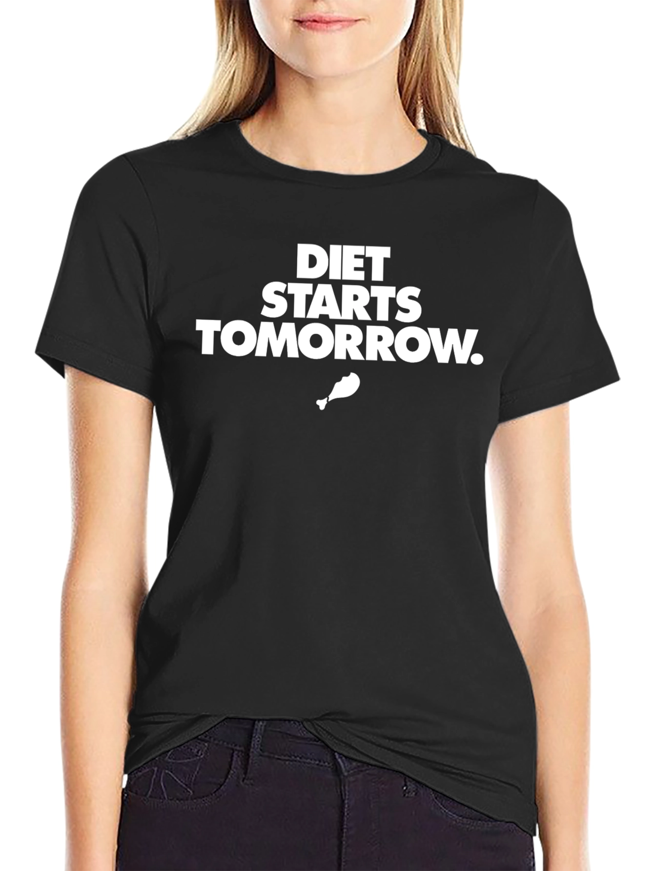 Black Diet Starts Tomorrow T-Shirt - Funny Foodie Tee view 2
