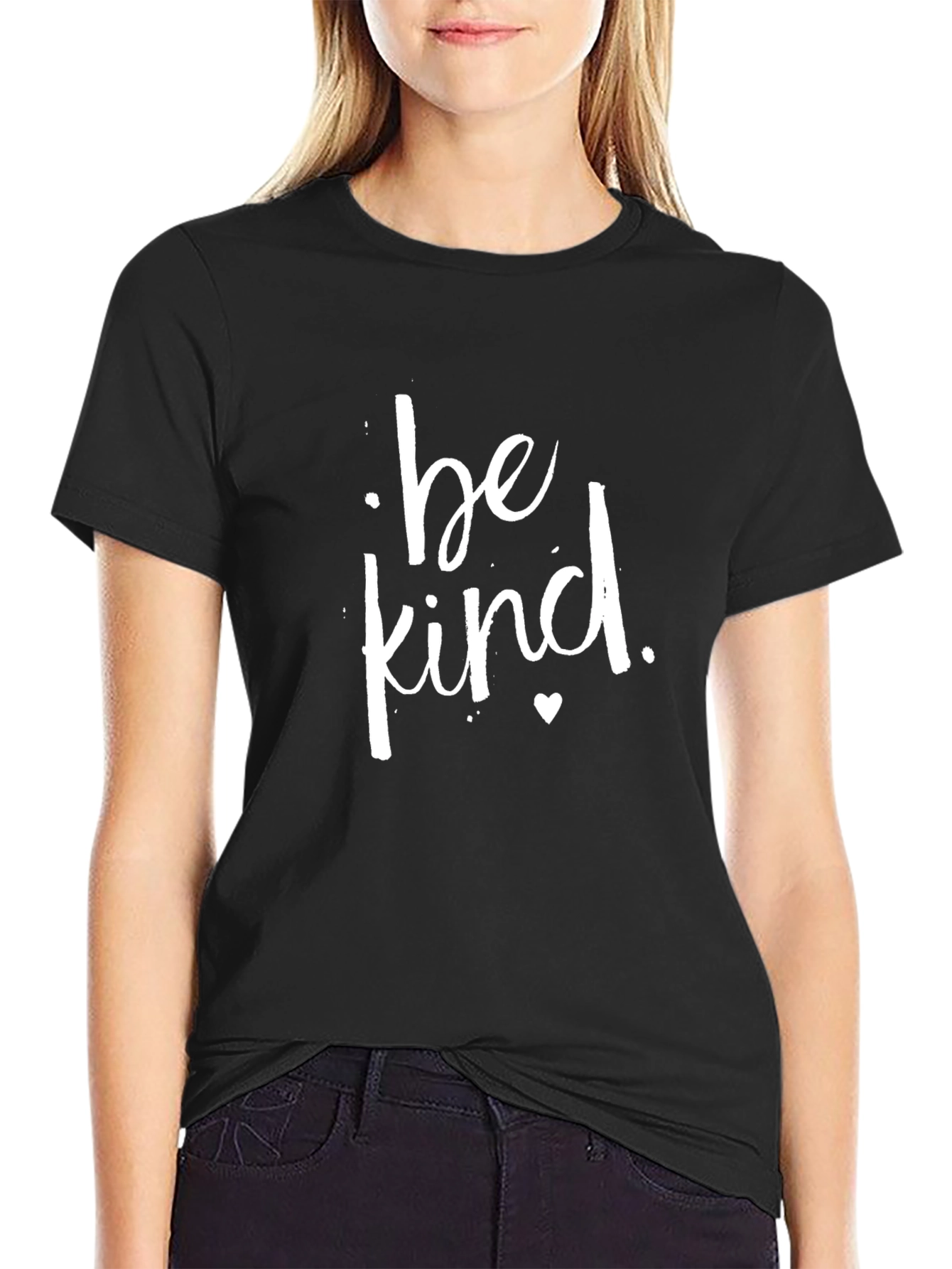 Black Be Kind Graphic Tee - Stylish Short Sleeve Crew Neck T-Shirt view 2