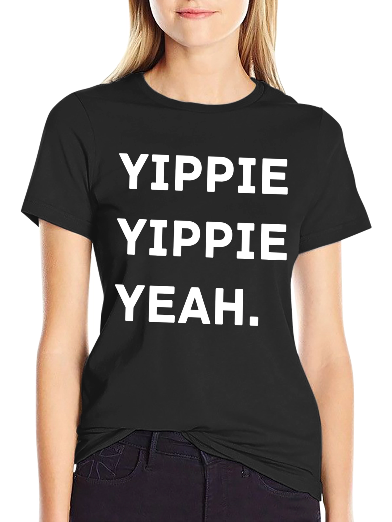 Black Yippie Yeah T-Shirt - Bold Statement Tee view 2