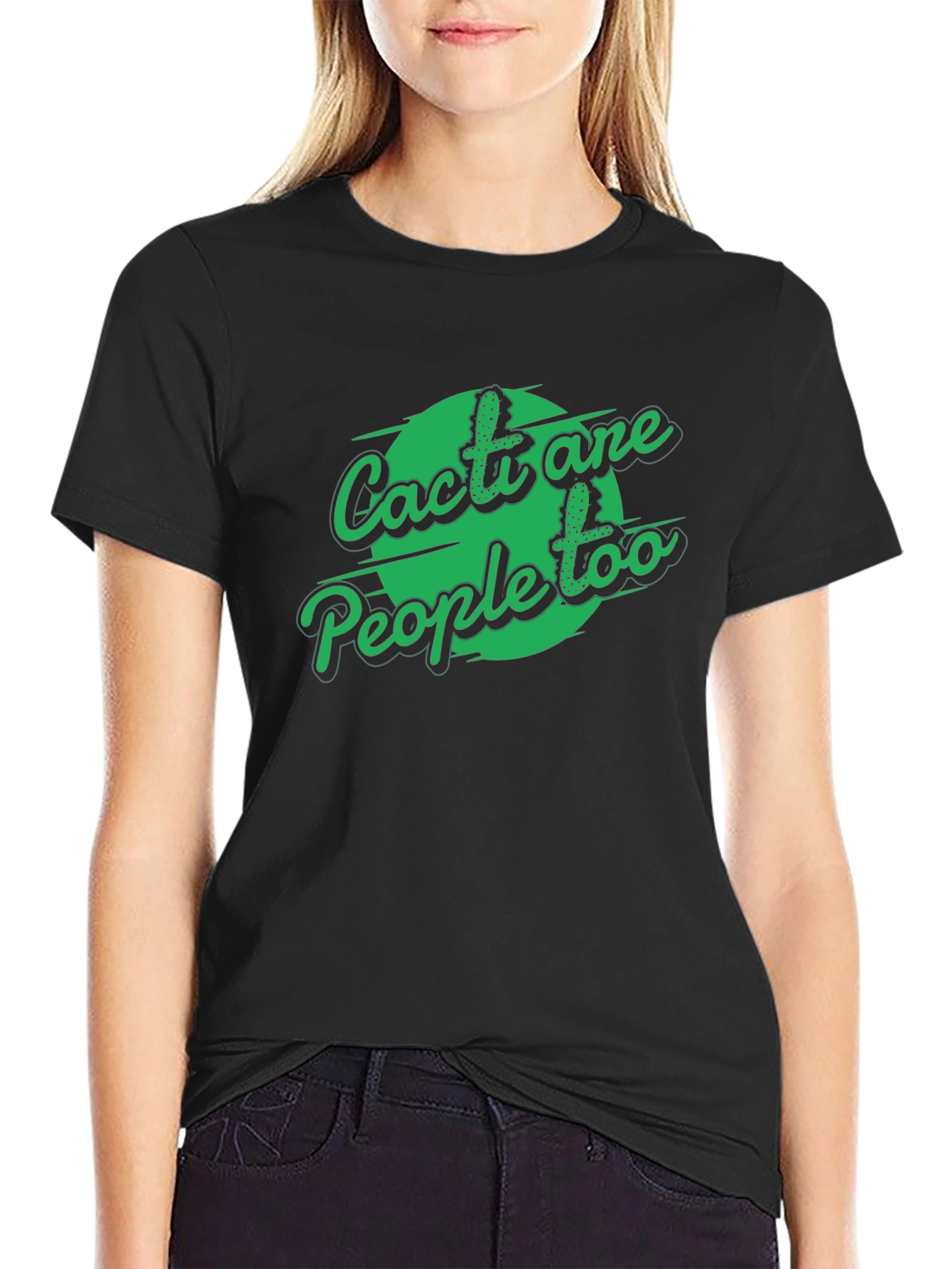 Black Cacti Are People Too Graphic Tee view 2