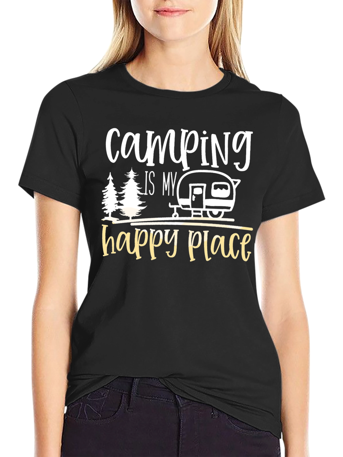 Black Camping Is My Happy Place Graphic Tee view 2