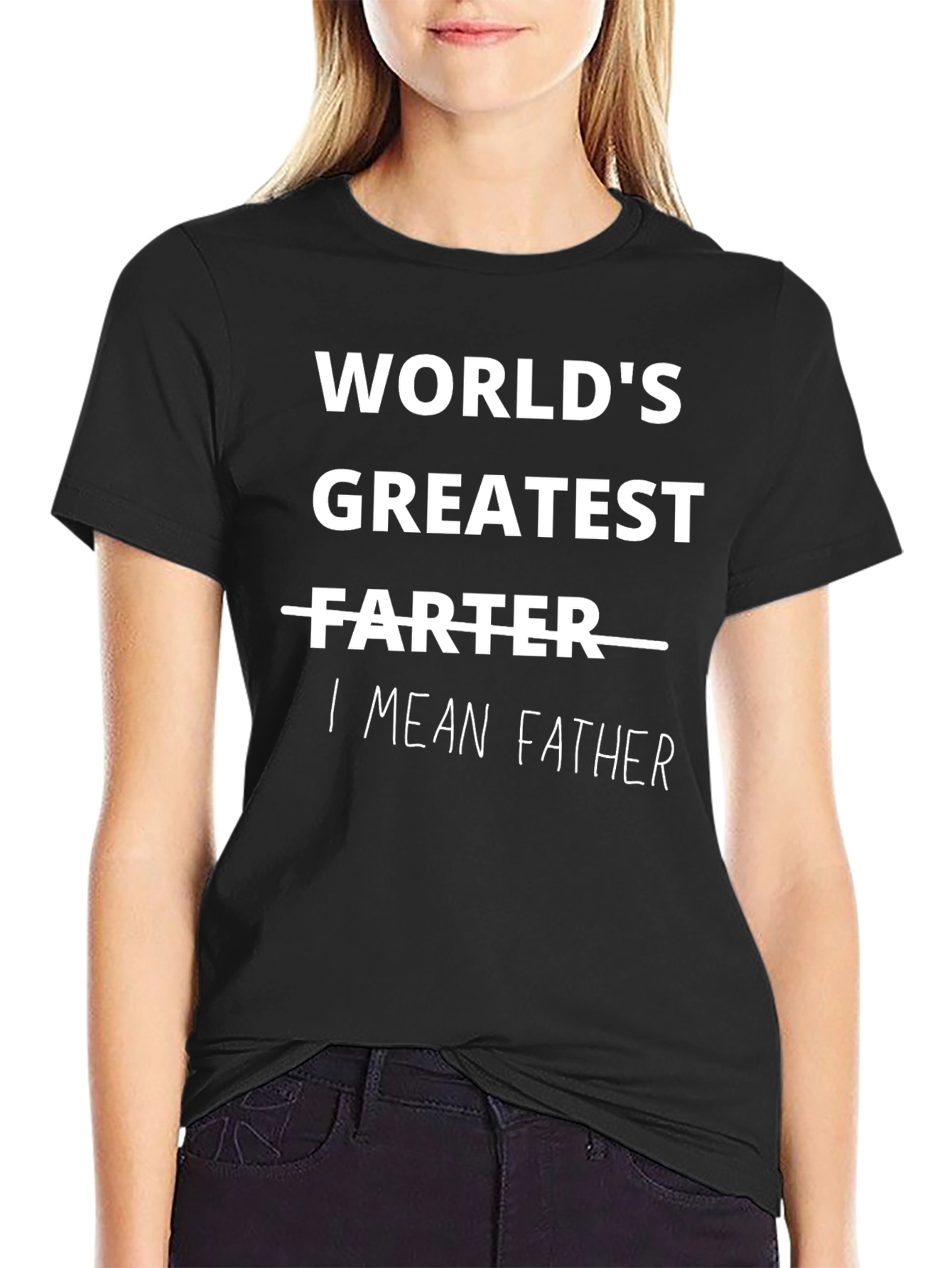 Black World's Greatest FARTER I MEAN FATHER Funny T-Shirt view 2
