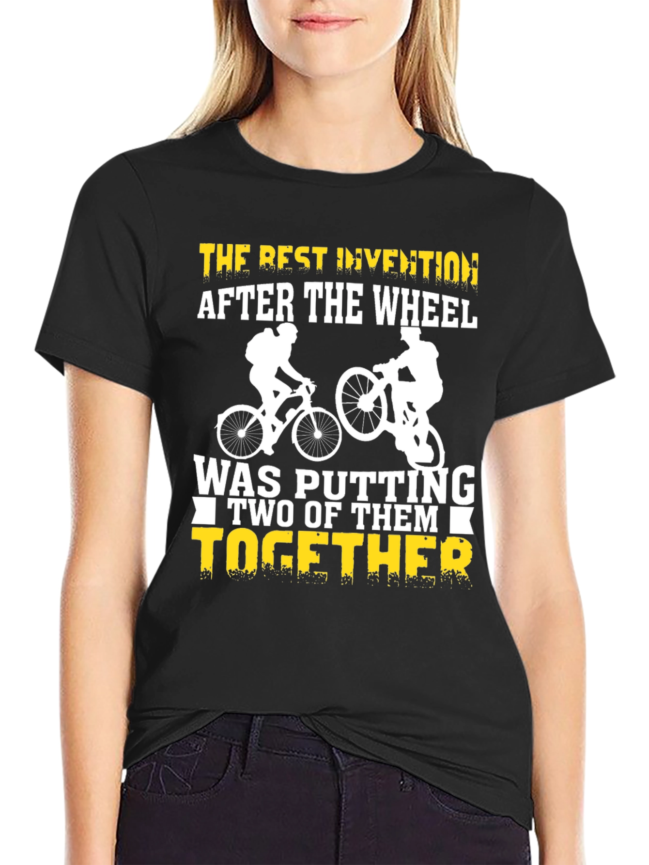 Black Funny Bicycle T-Shirt - Best Invention After The Wheel view 2