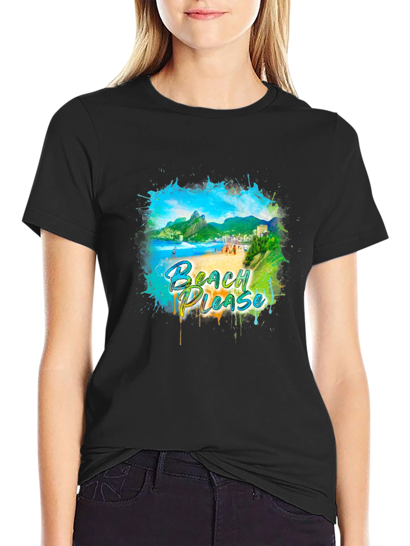 Black Beach Please Graphic Tee - Tropical Vibes view 2
