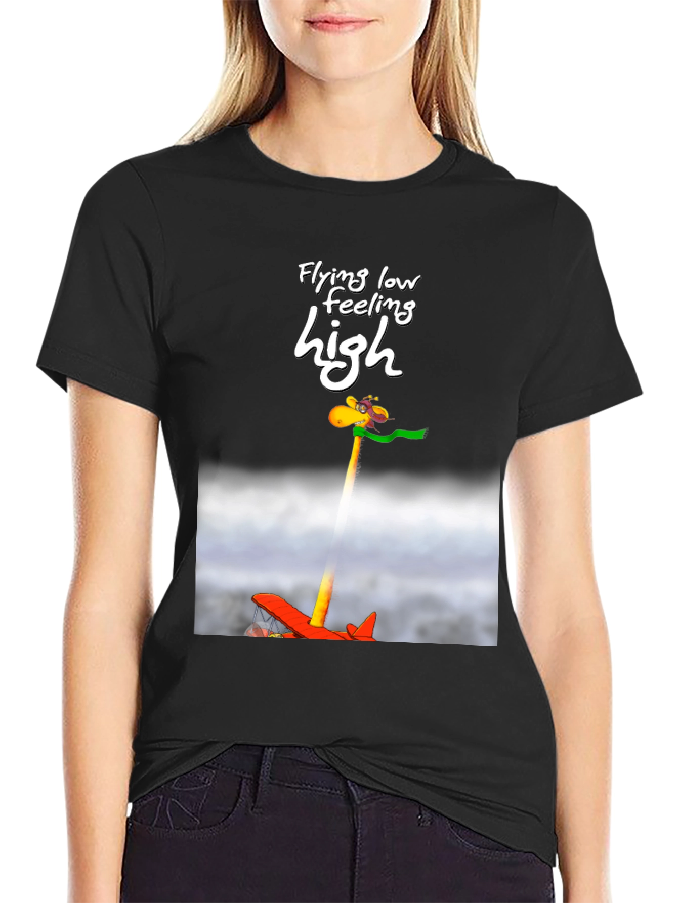 Black Flying High Giraffe T-Shirt view 2