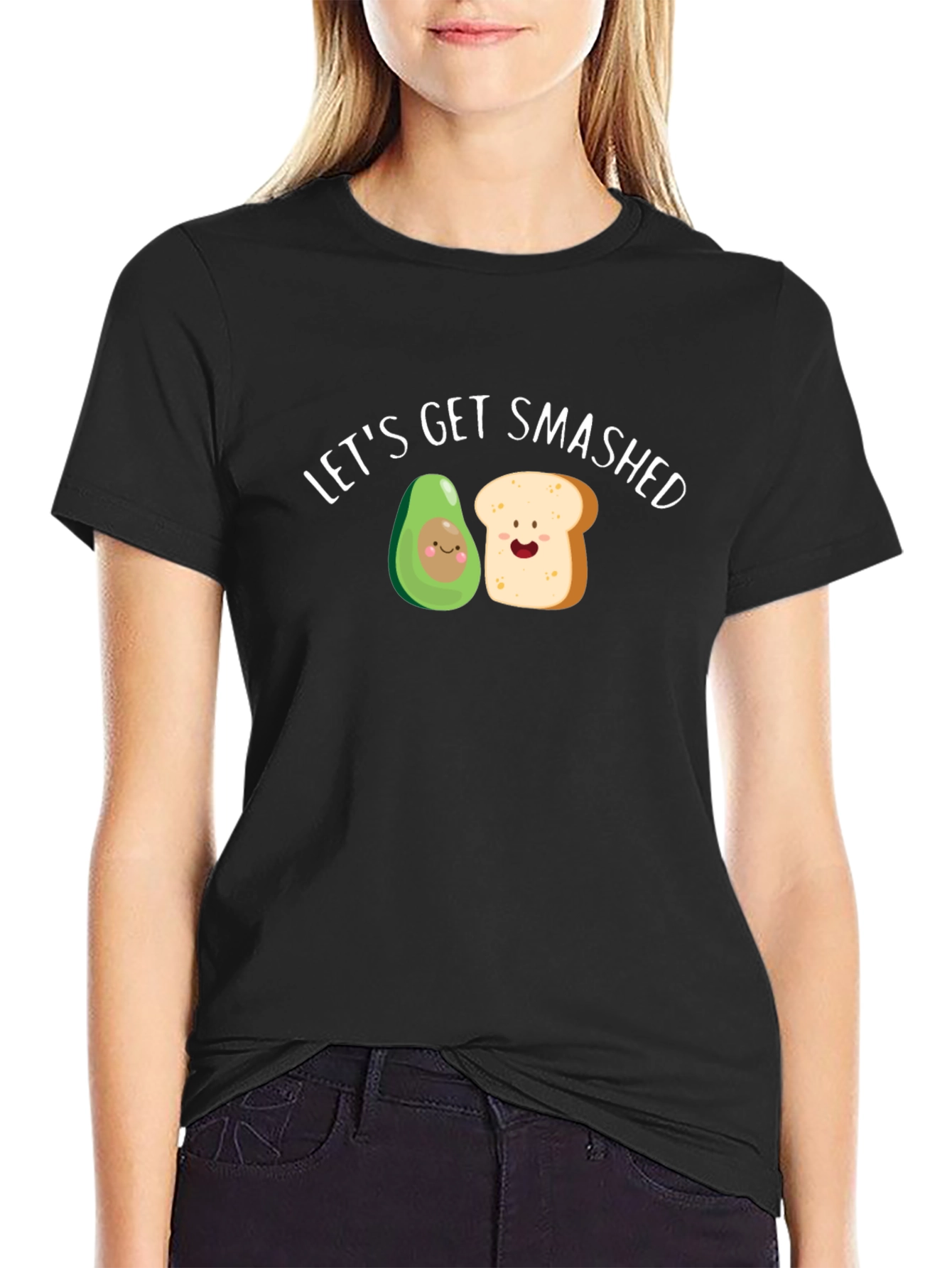 Black Let's Get Smashed Avocado Toast Funny Graphic Tee view 2