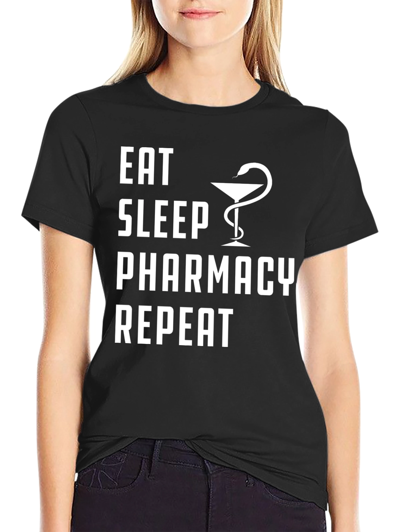 Black Eat Sleep Pharmacy Repeat T-Shirt view 2
