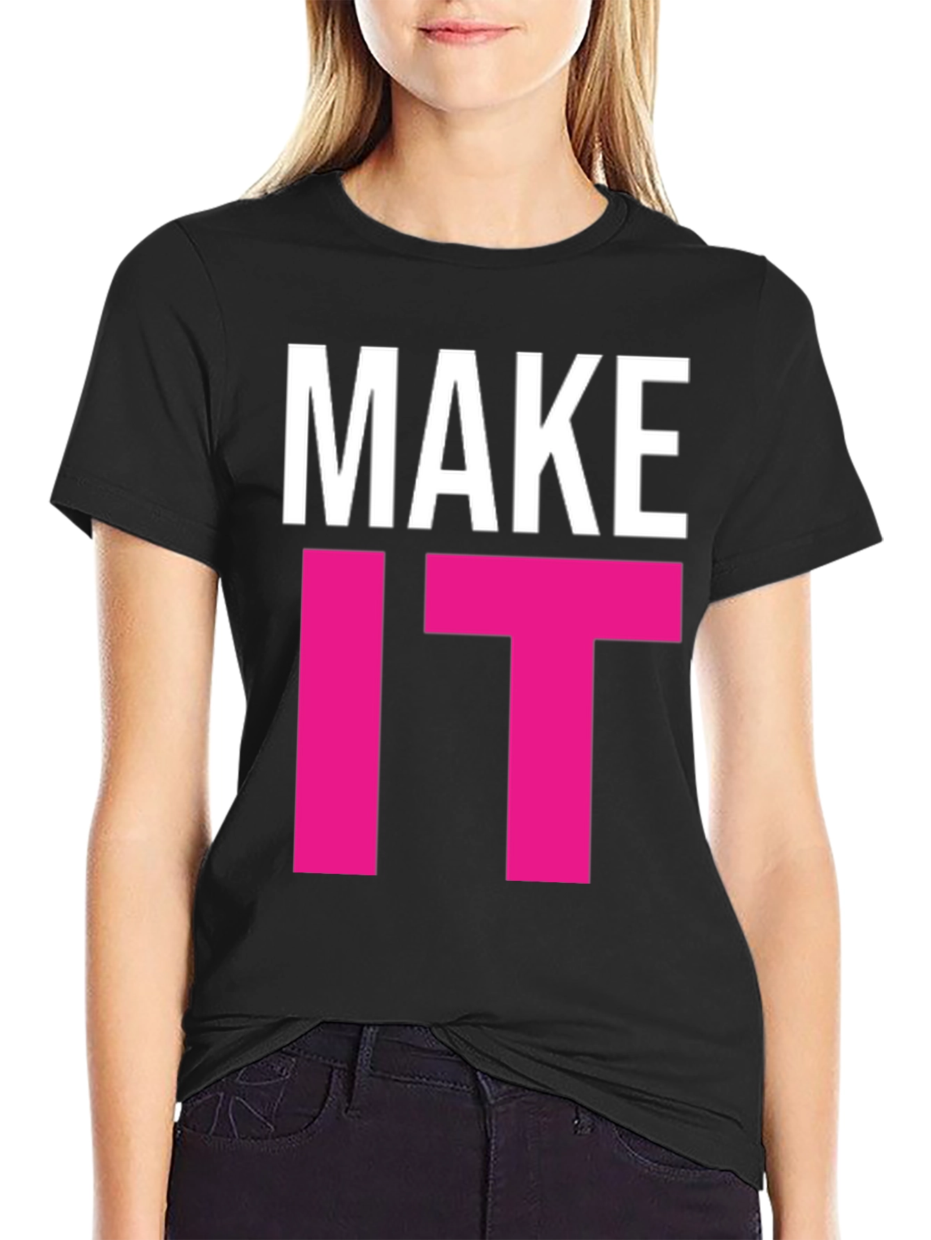 Black Make It Happen Graphic Tee - Bold Statement T-Shirt view 2