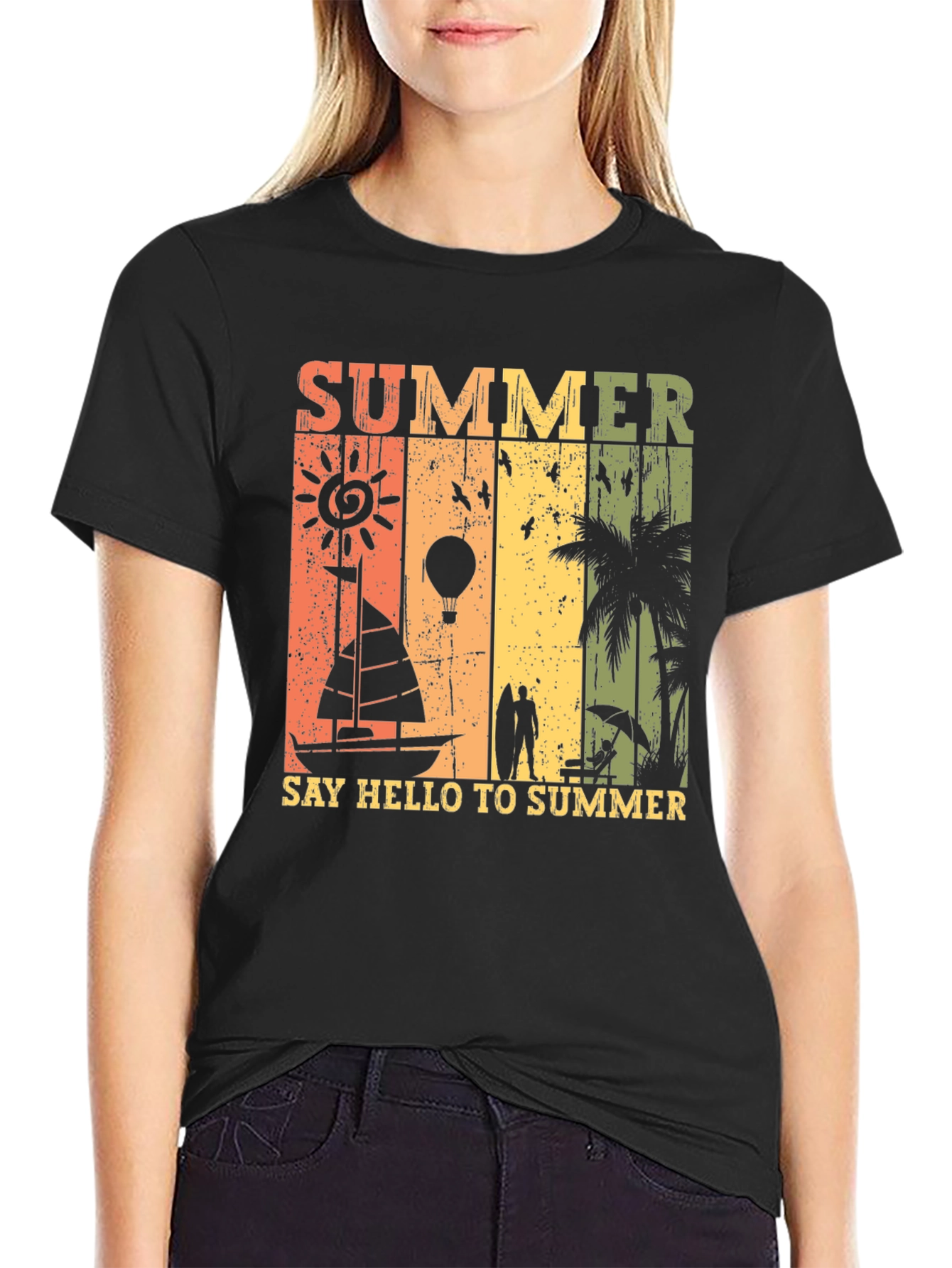 Black Summer Vacation T-Shirt: Beach Vibes Tee view 2