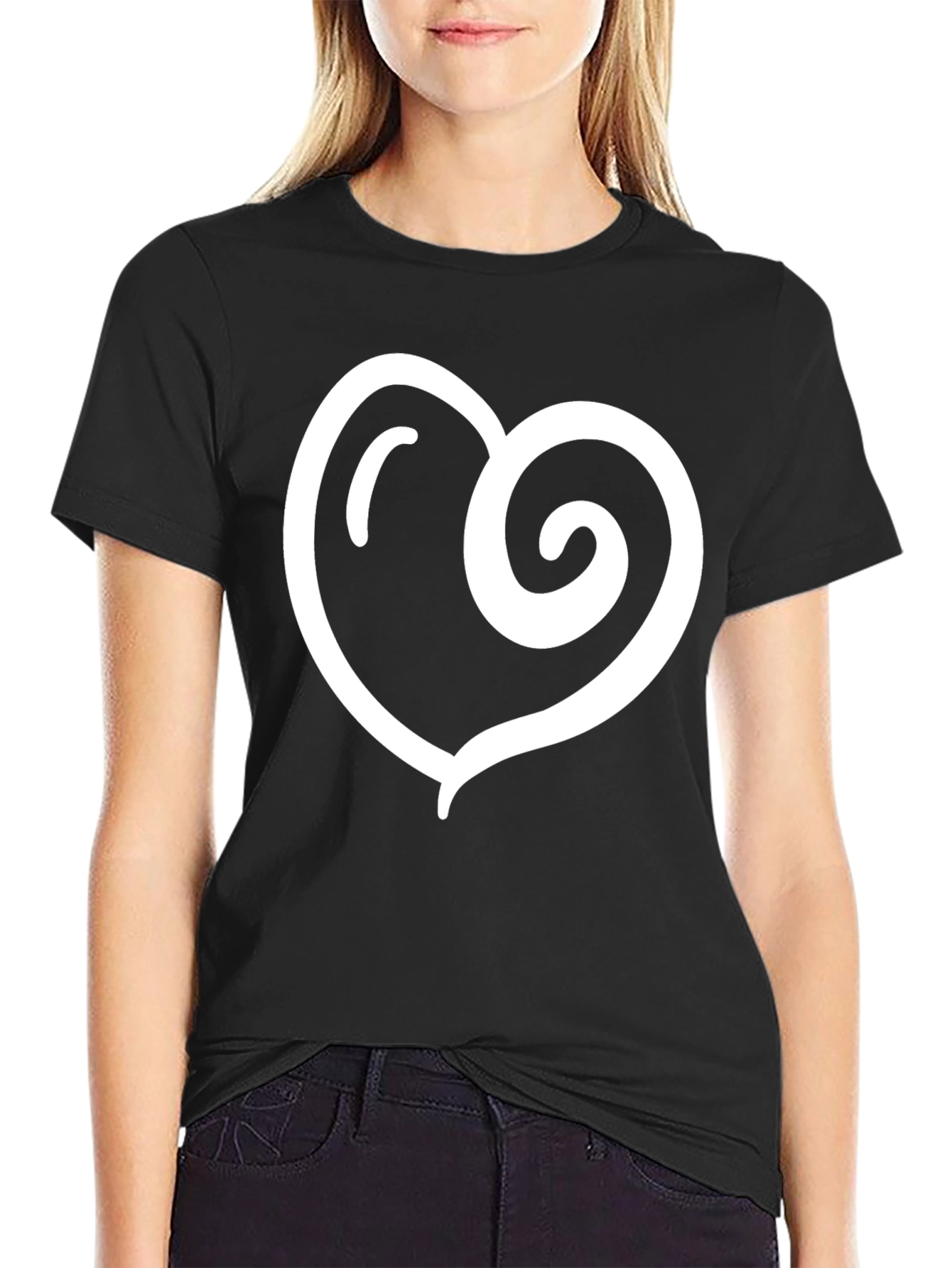 Black Heart Swirl Graphic Black T-Shirt view 2