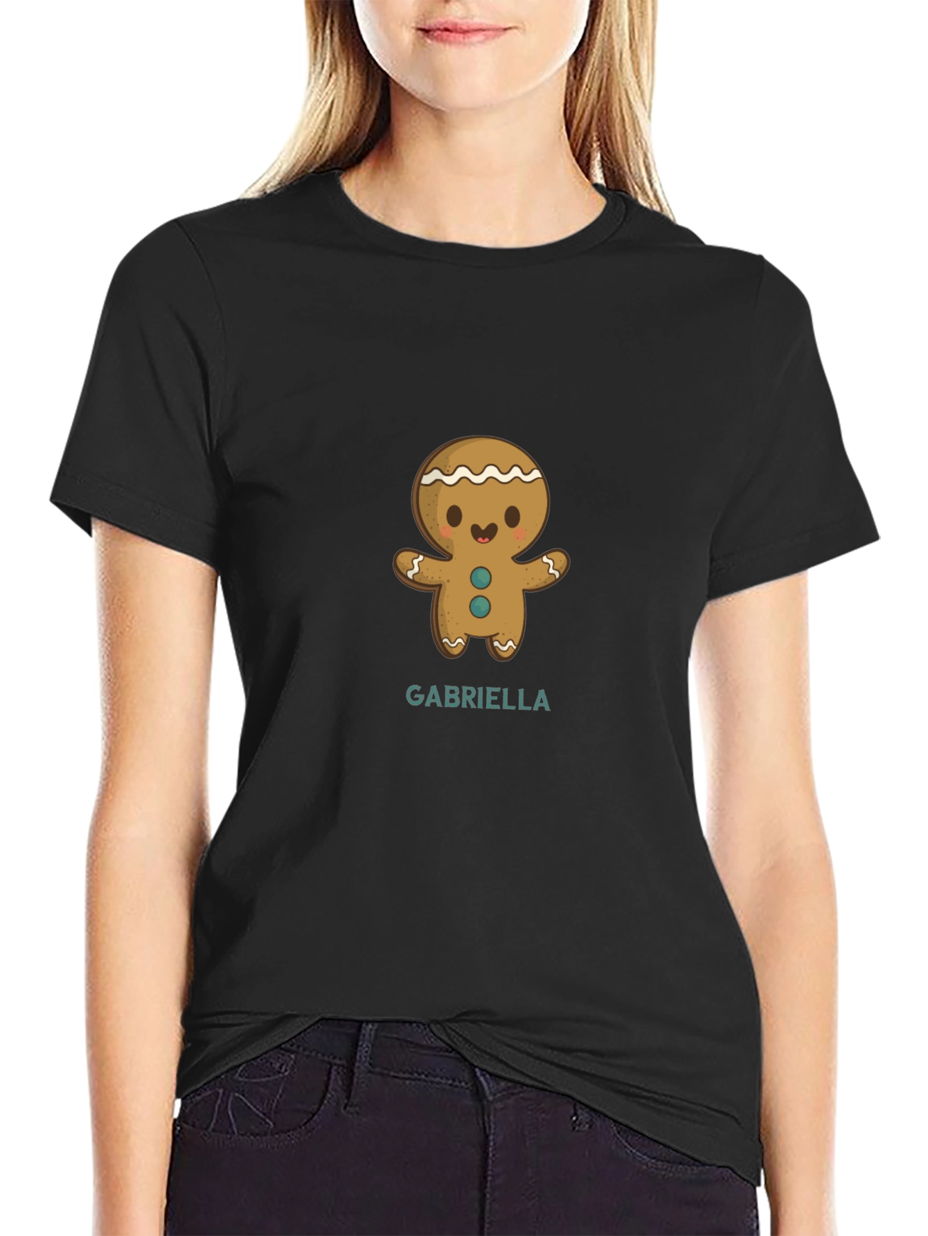 Black Gingerbread Man Personalized T-Shirt view 2