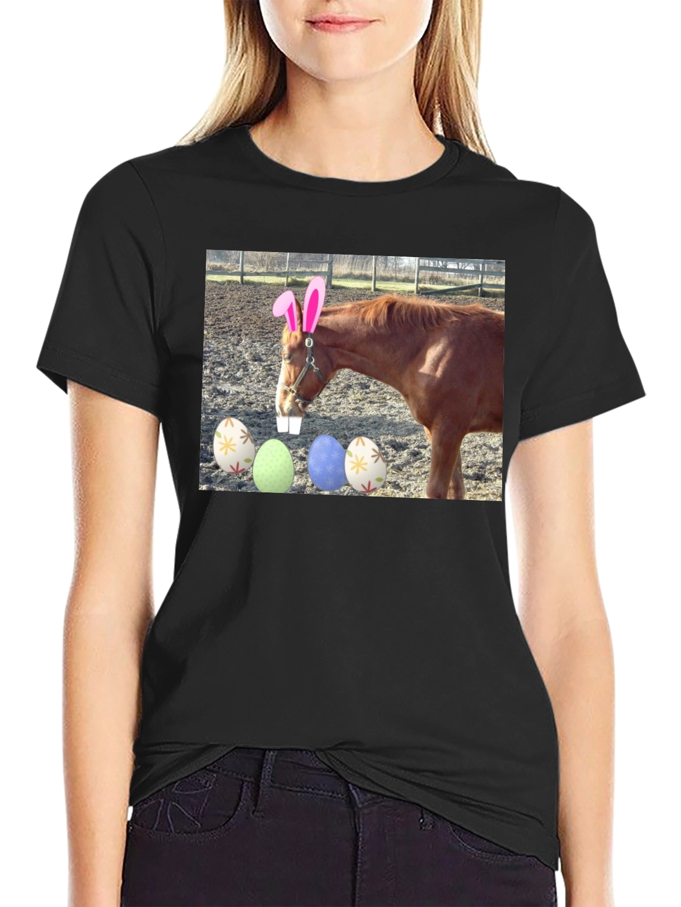 Black Easter Horse T-Shirt view 2