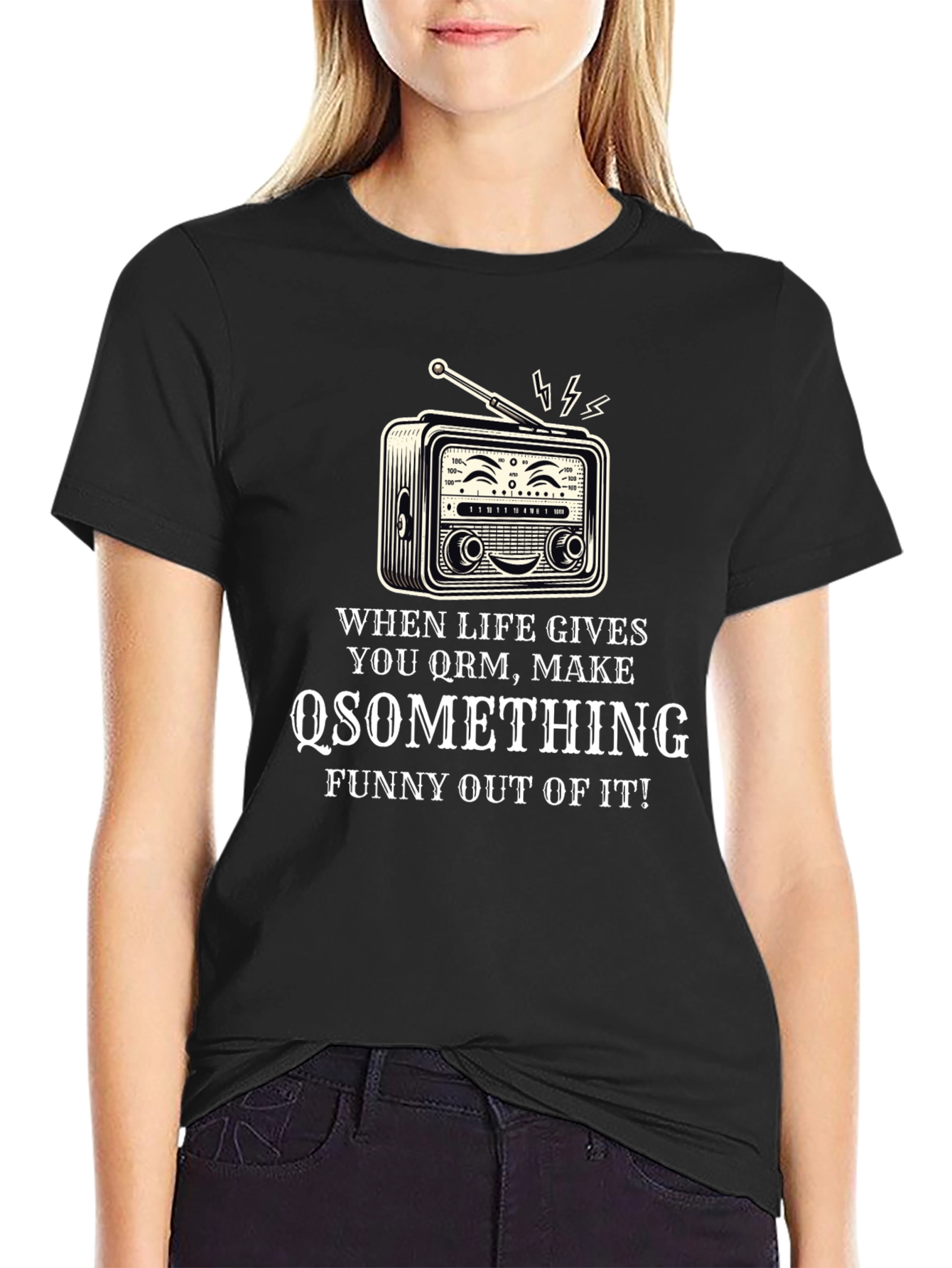 Black Funny Radio T-Shirt - When Life Gives You QRM view 2