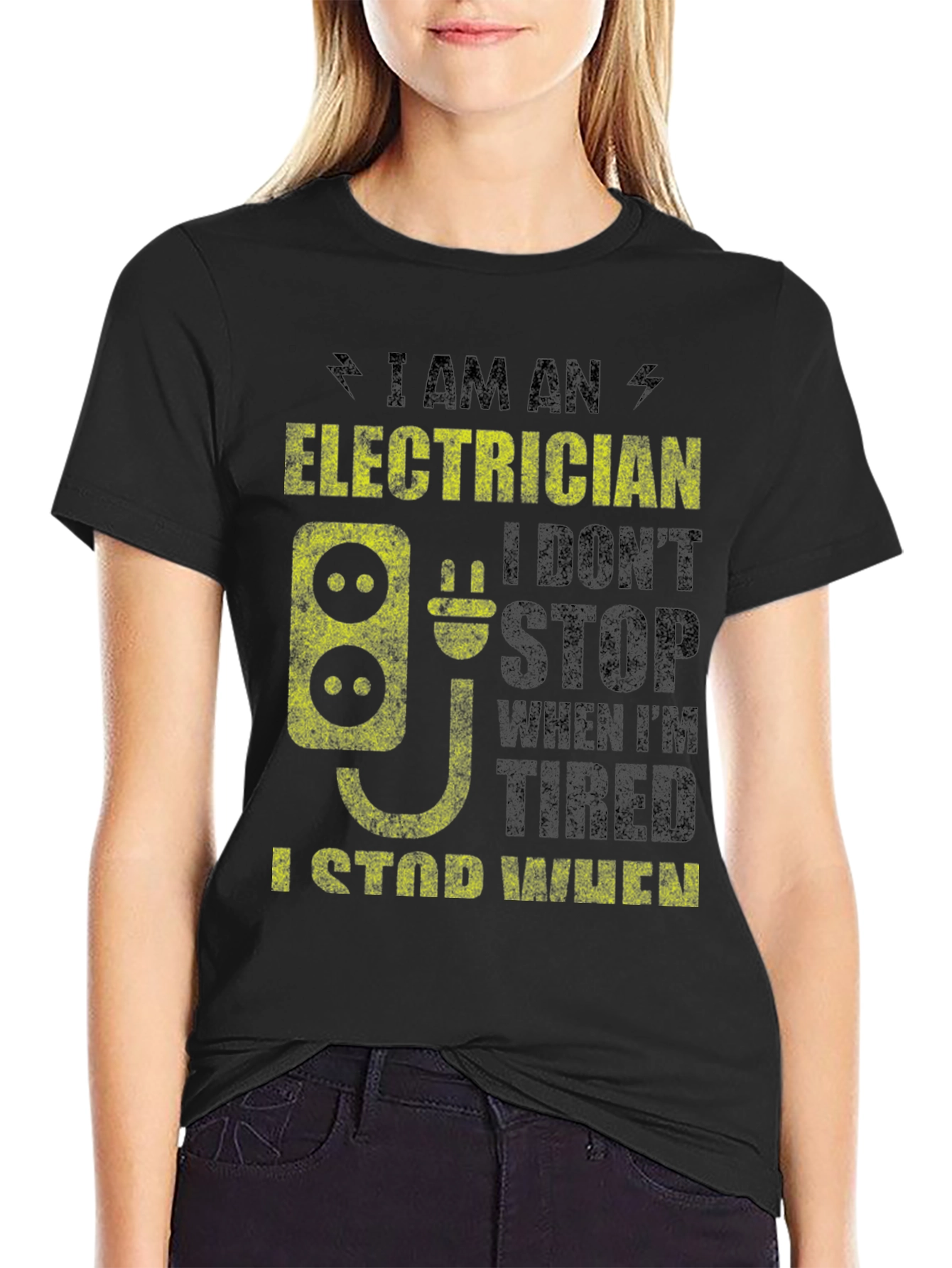 Black Electrician T-Shirt - Funny Electrical Worker Tee view 2