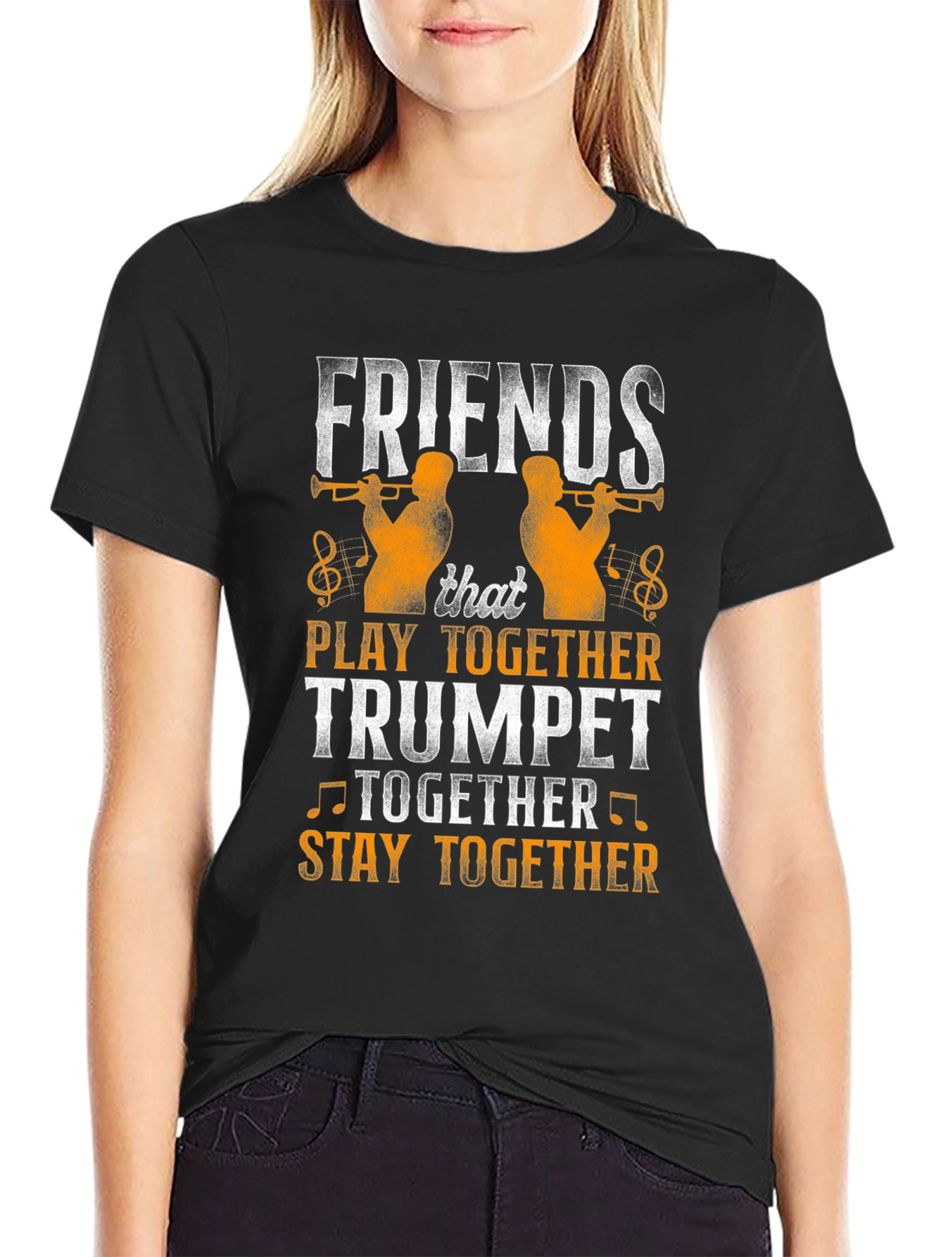 Black Friends Trumpet Player Graphic Tee view 2