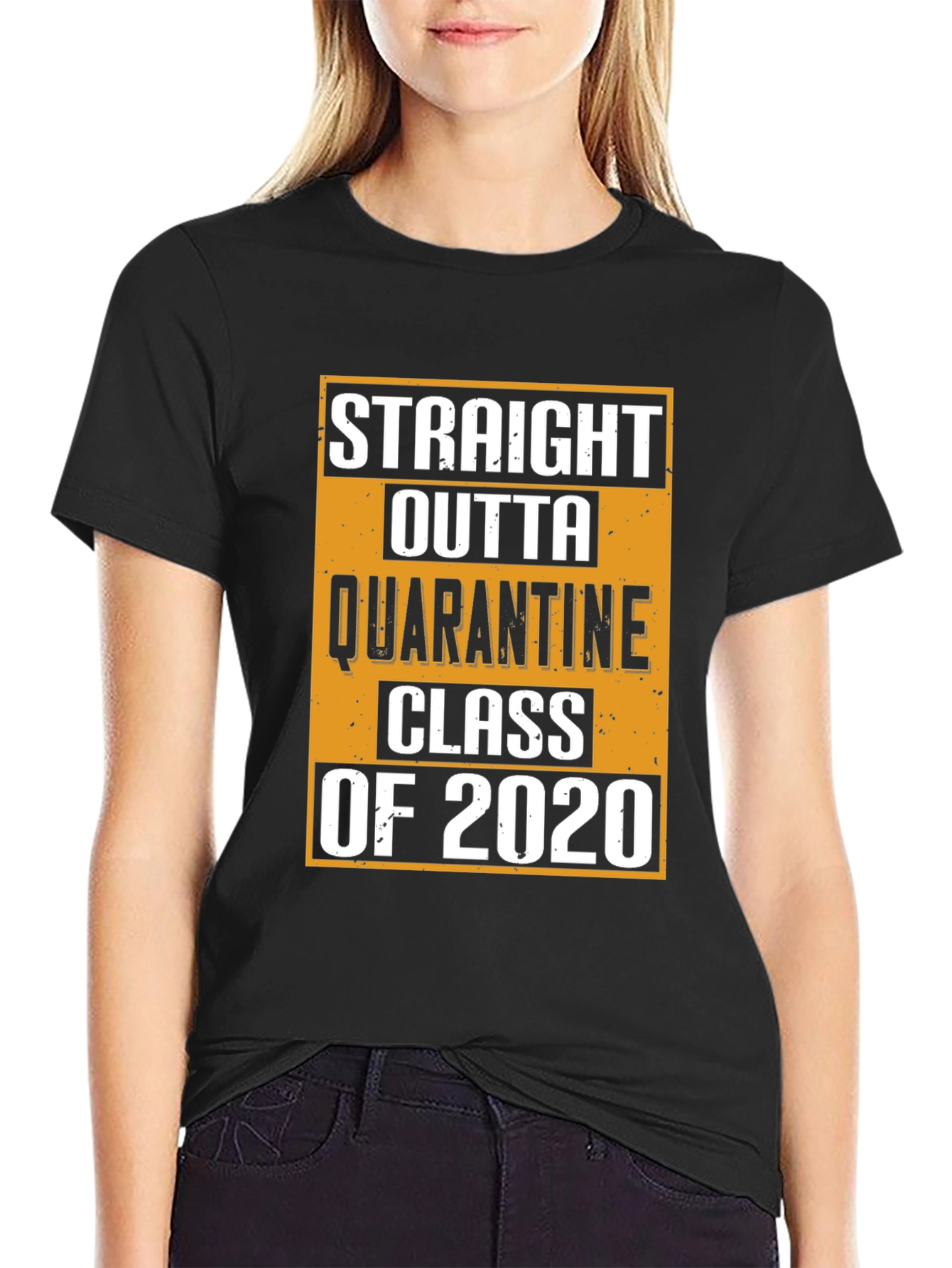 Black Straight Outta Quarantine Class of 2020 T-Shirt view 2