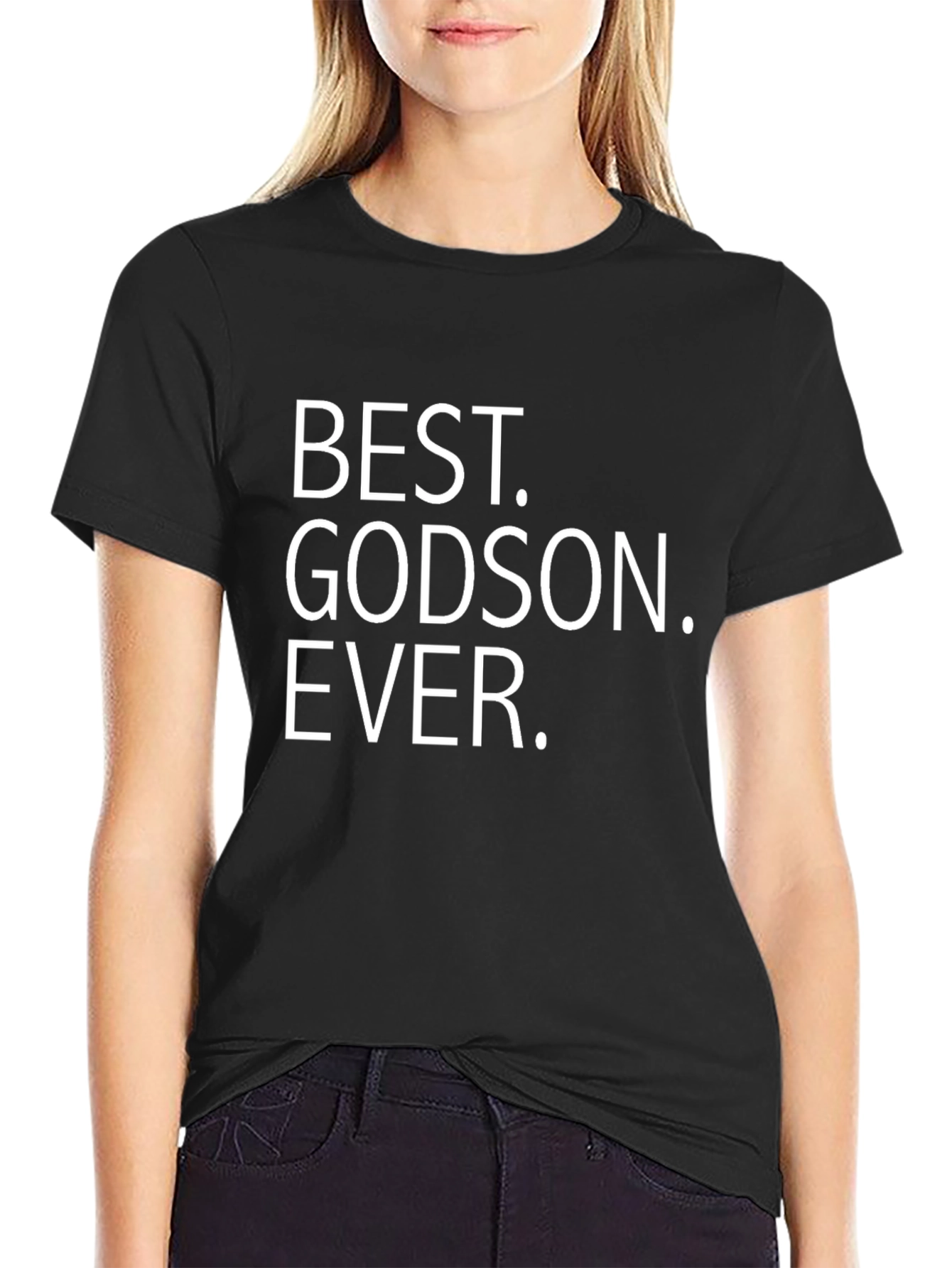 Black Best Godson Ever Black Graphic T-Shirt view 2