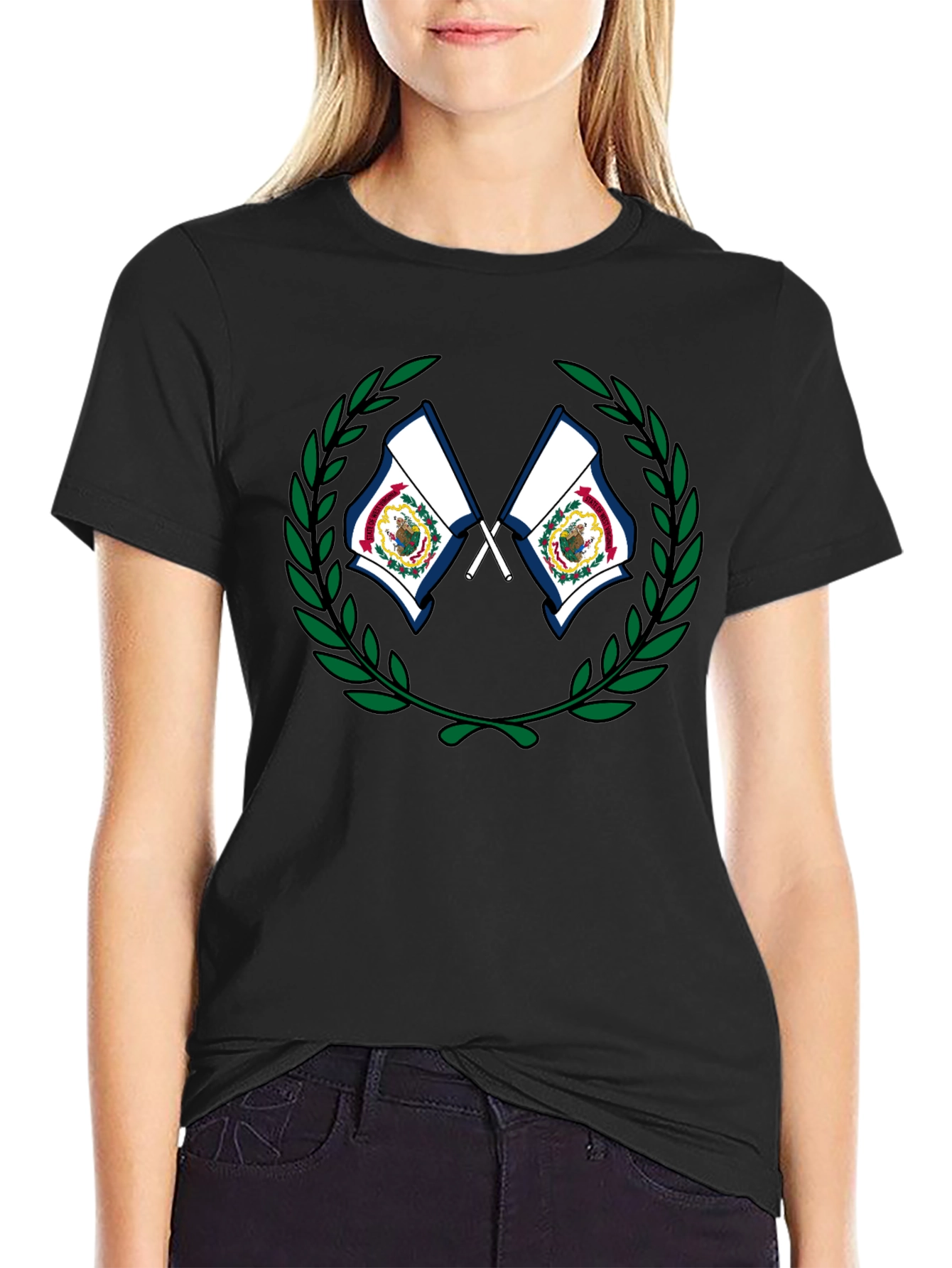 West Virginia Flag Wreath Graphic T-Shirt - 2