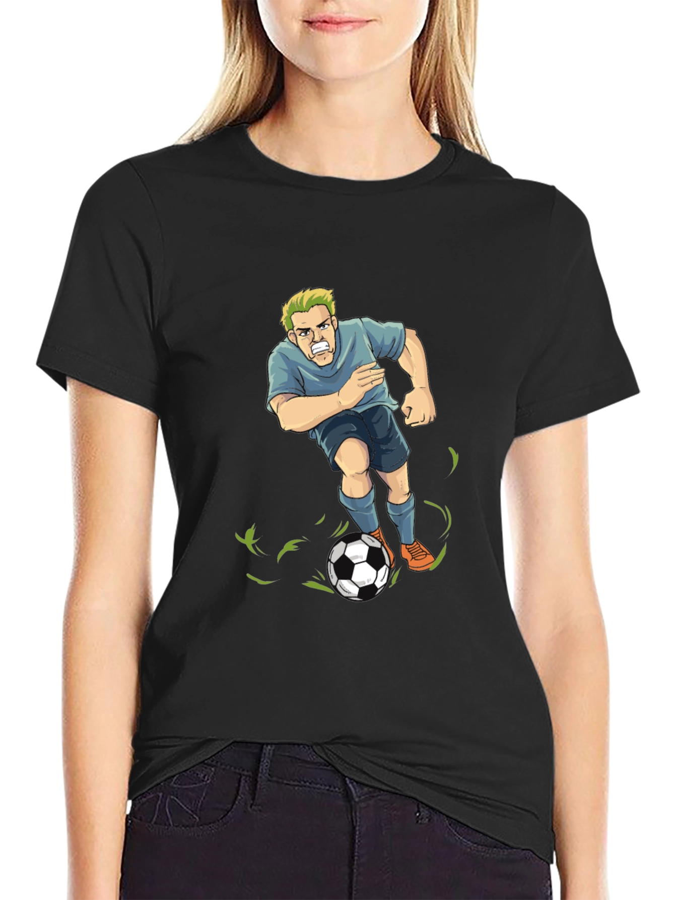 Black Soccer Player Graphic T-Shirt - Black view 2