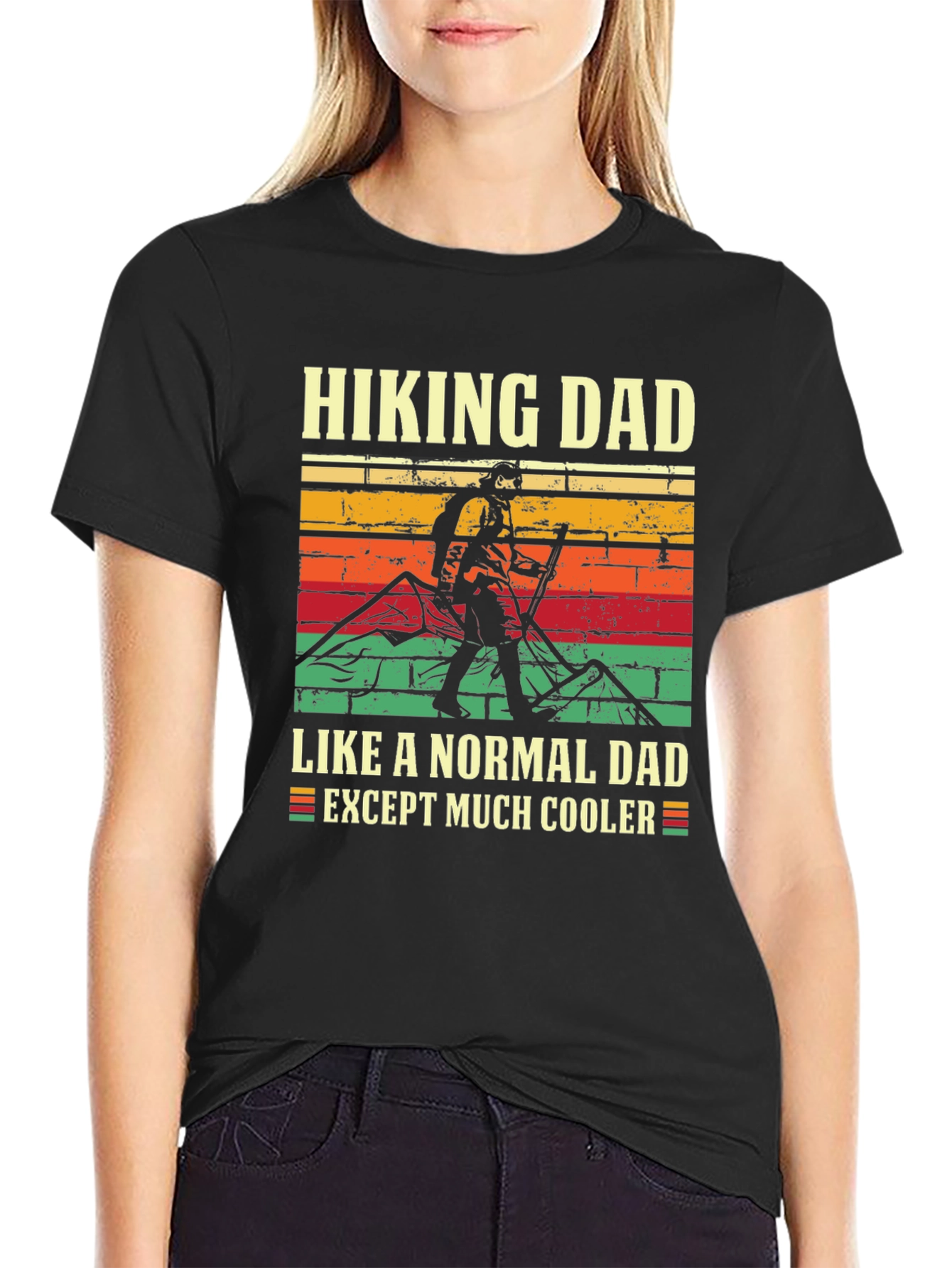 Black Hiking Dad T-Shirt - Cooler Than Normal! view 2