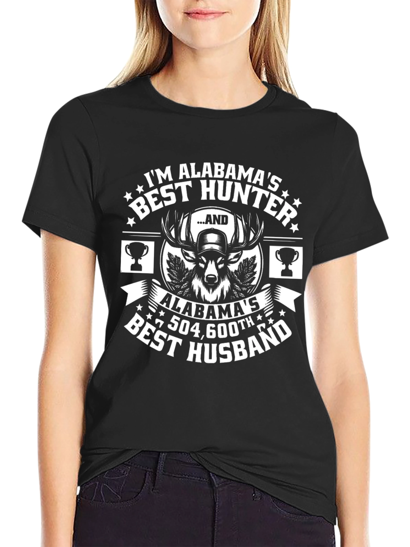 Black Alabama's Best Hunter, 504,600th Best Husband T-Shirt view 2