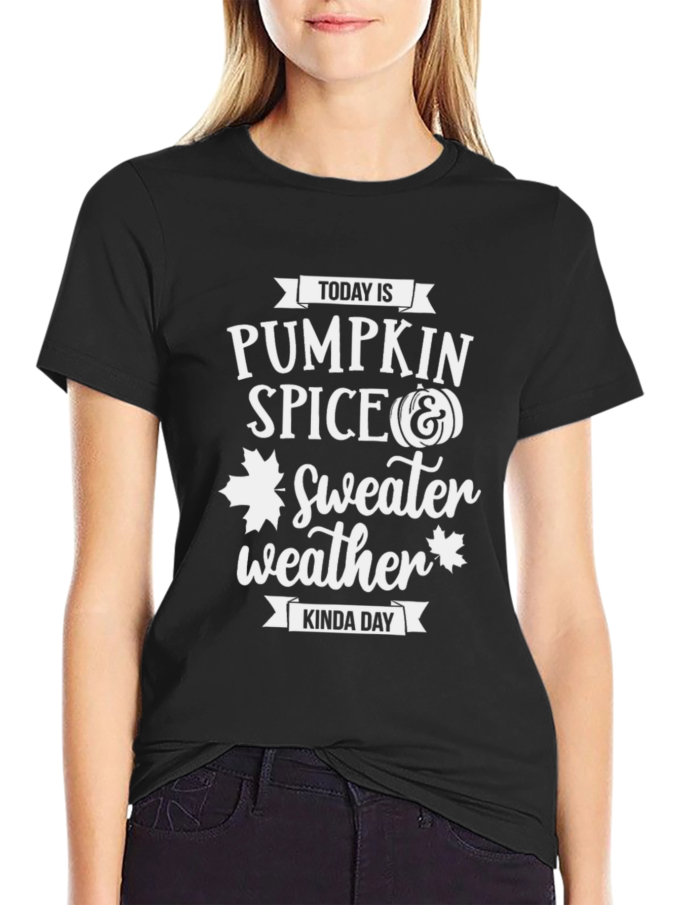 Black Pumpkin Spice & Sweater Weather T-Shirt view 2
