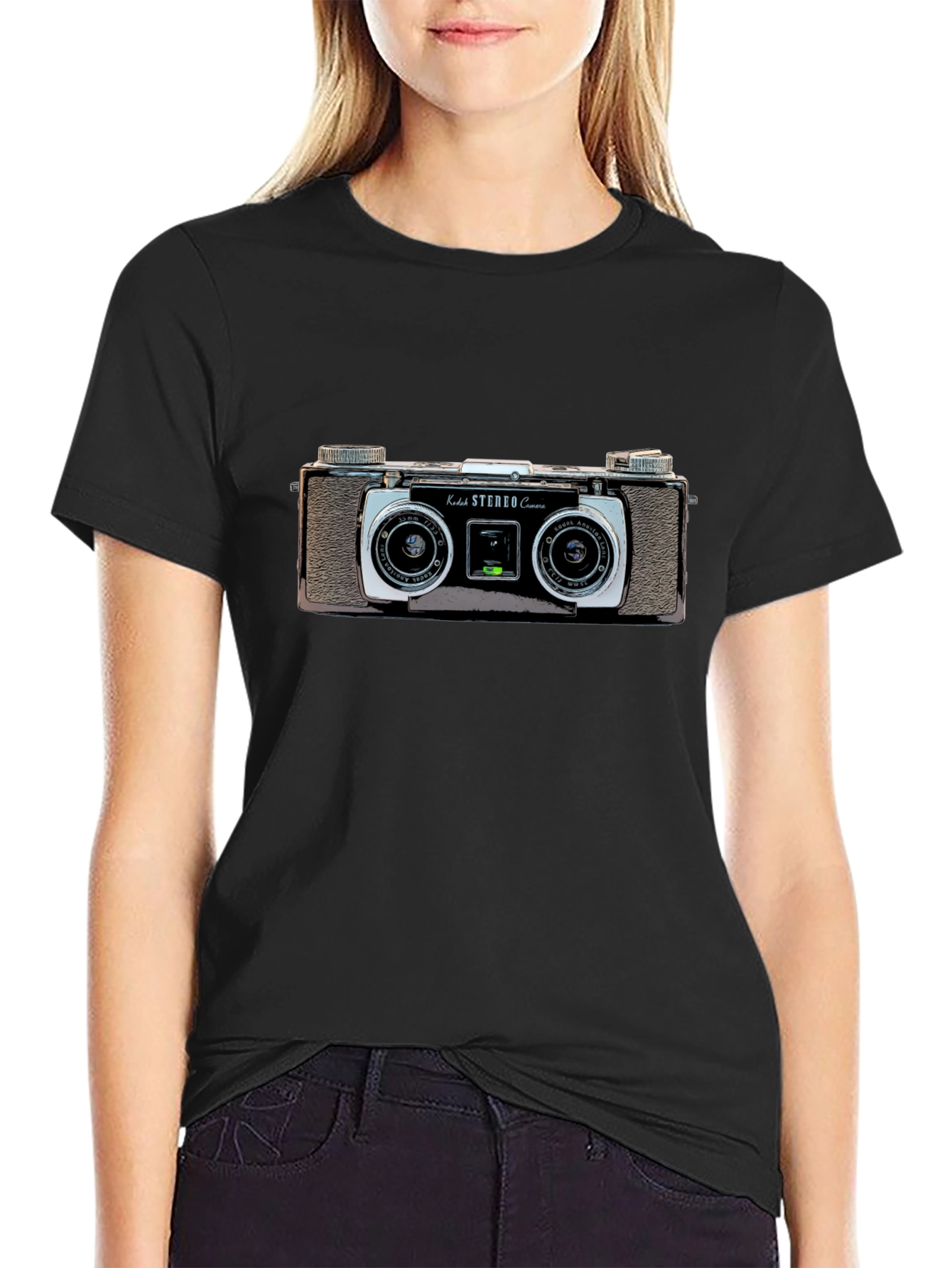 Black Vintage Camera Graphic T-Shirt - Retro Style view 2