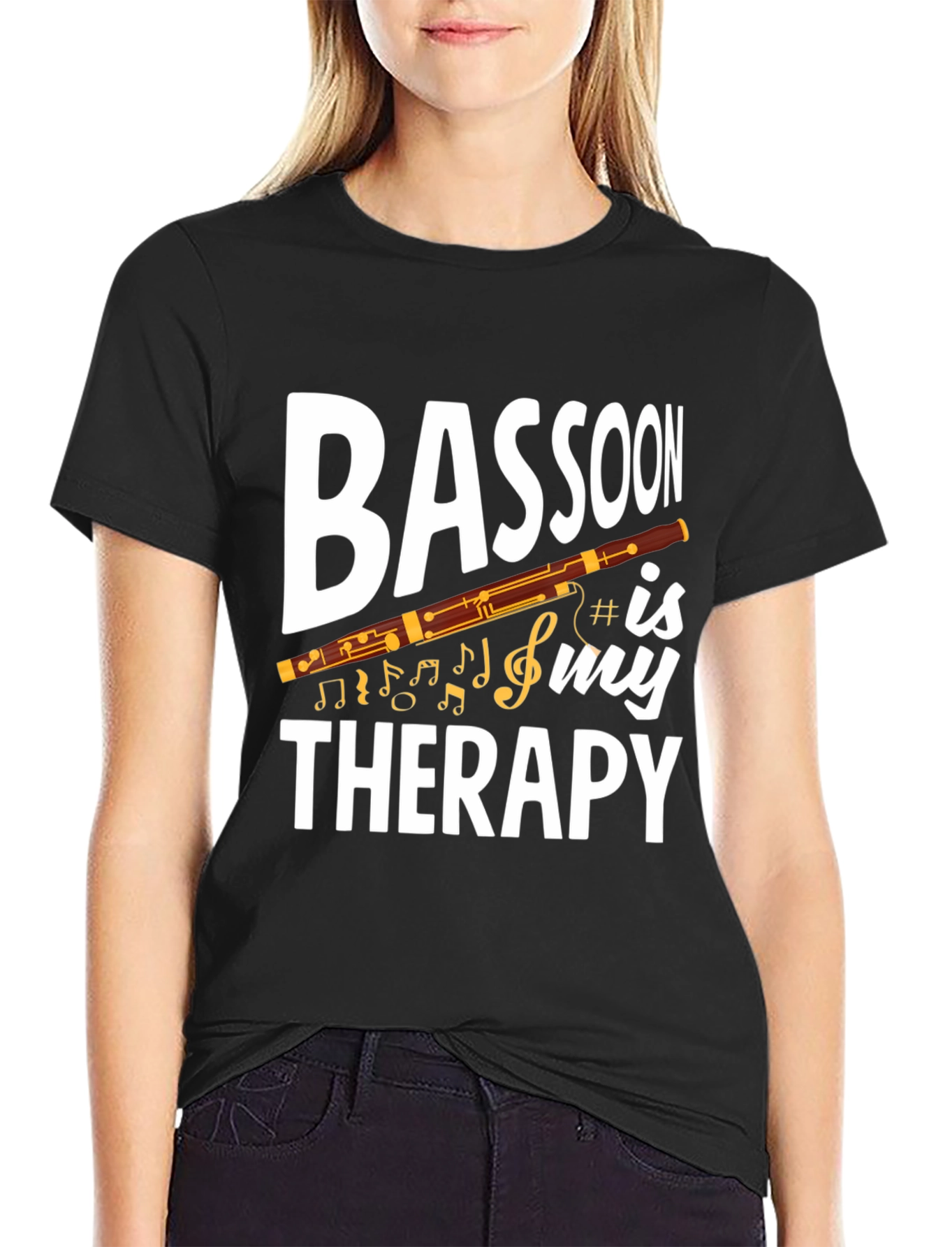 Black Bassoon Therapy Graphic Tee - Music Lover T-Shirt view 2