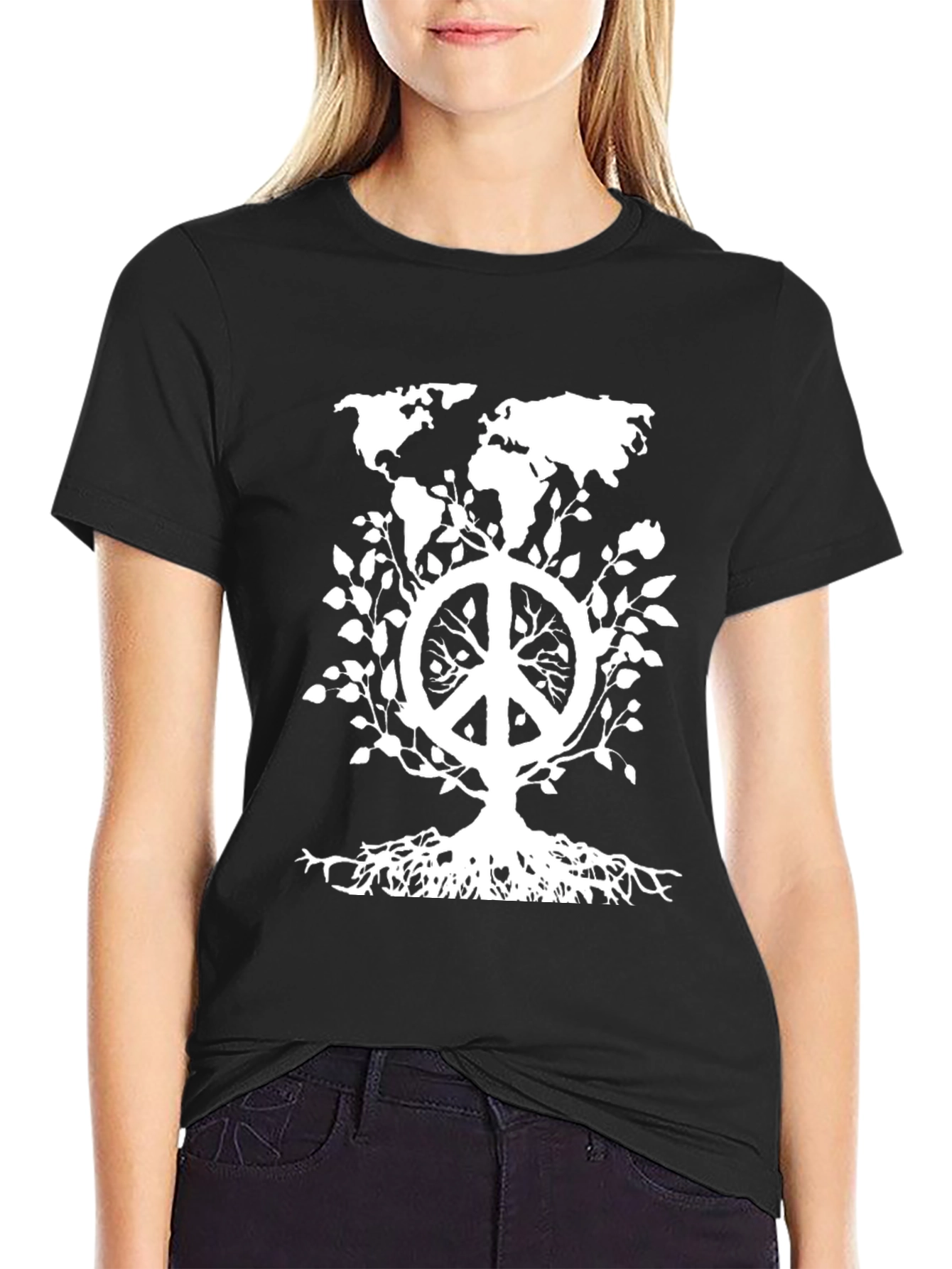Black Peace Tree World Graphic Tee view 2