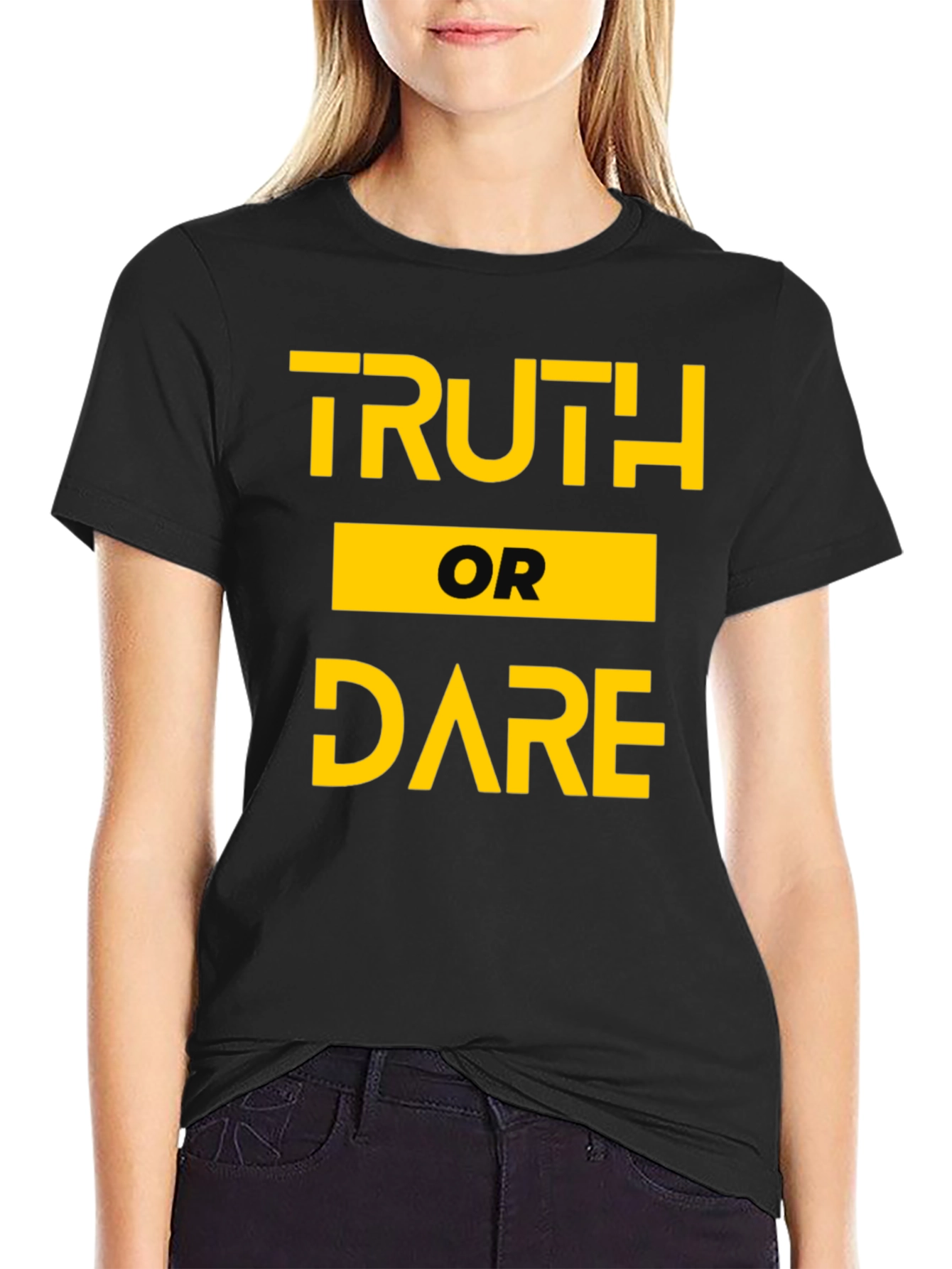 Black Truth or Dare Graphic Tee - Black Cotton T-Shirt view 2