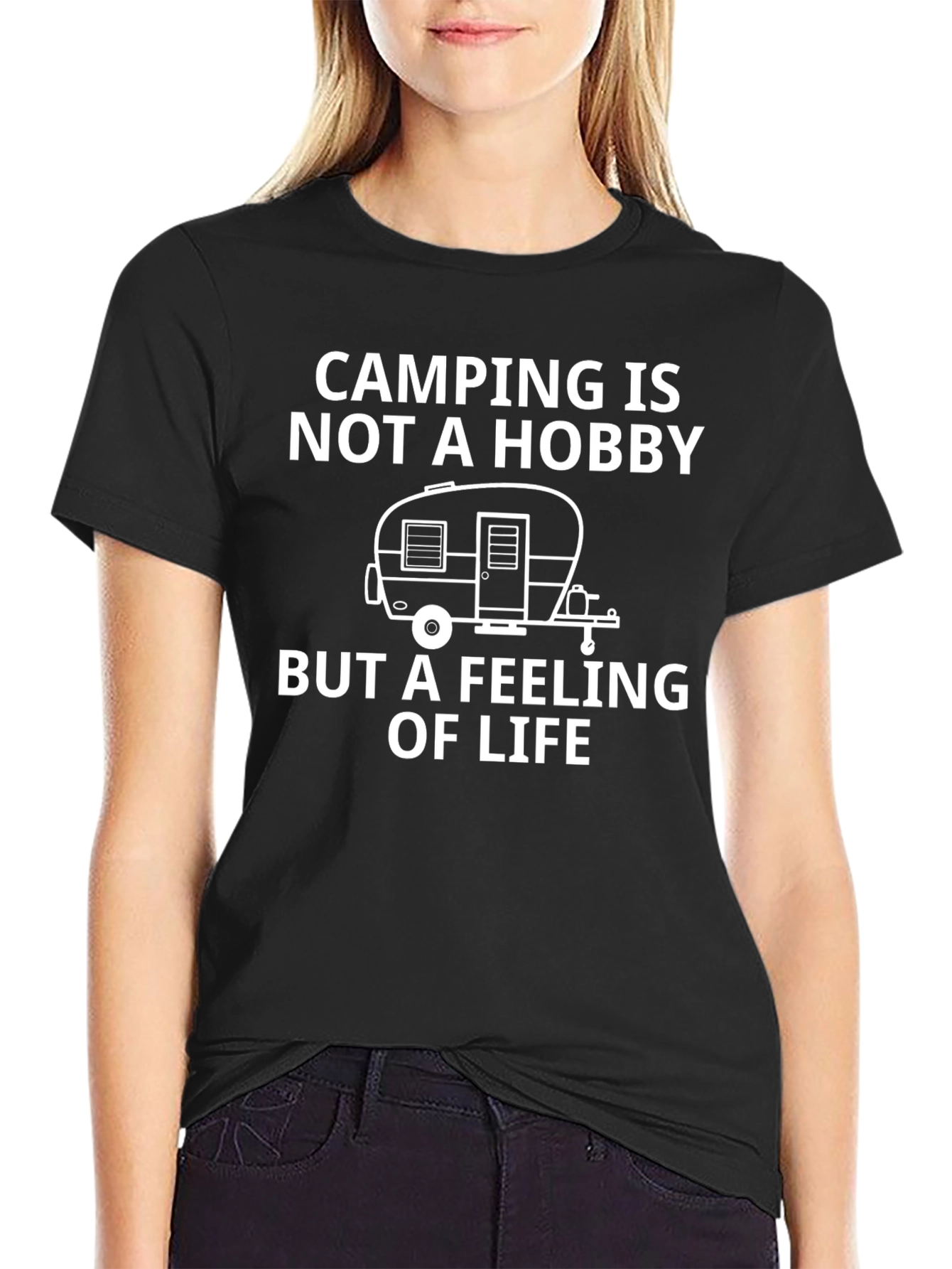 Black Camping is Not a Hobby Black Graphic Tee view 2