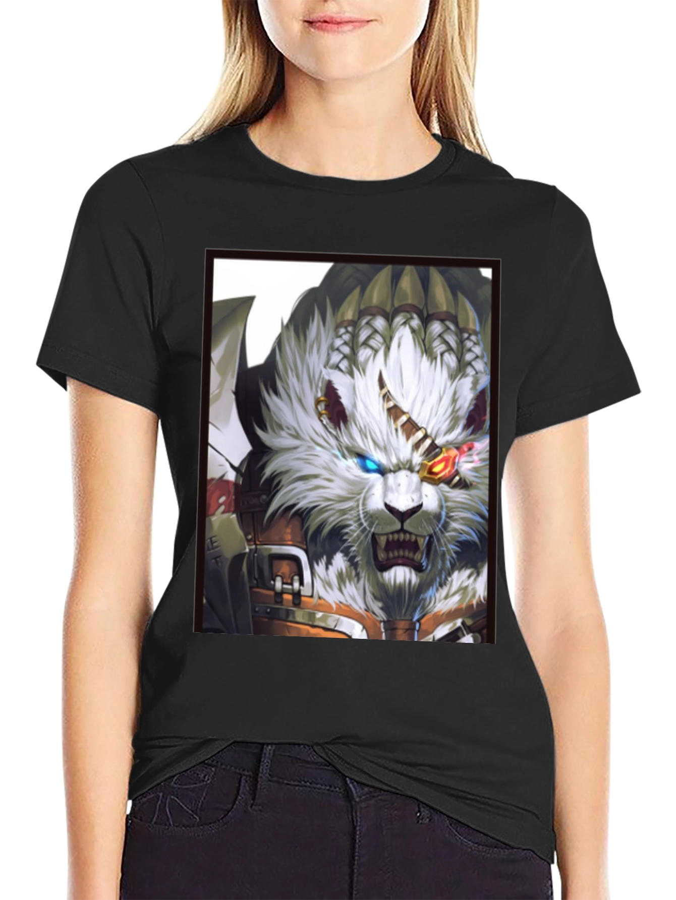 Black Feline Fantasy Graphic Tee - Unique Design view 2